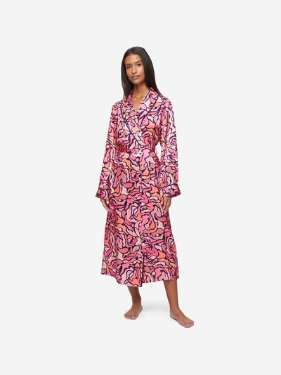 Derek Rose Women's Long Dressing Gown Brindisi 85 Silk Satin Multi outlook