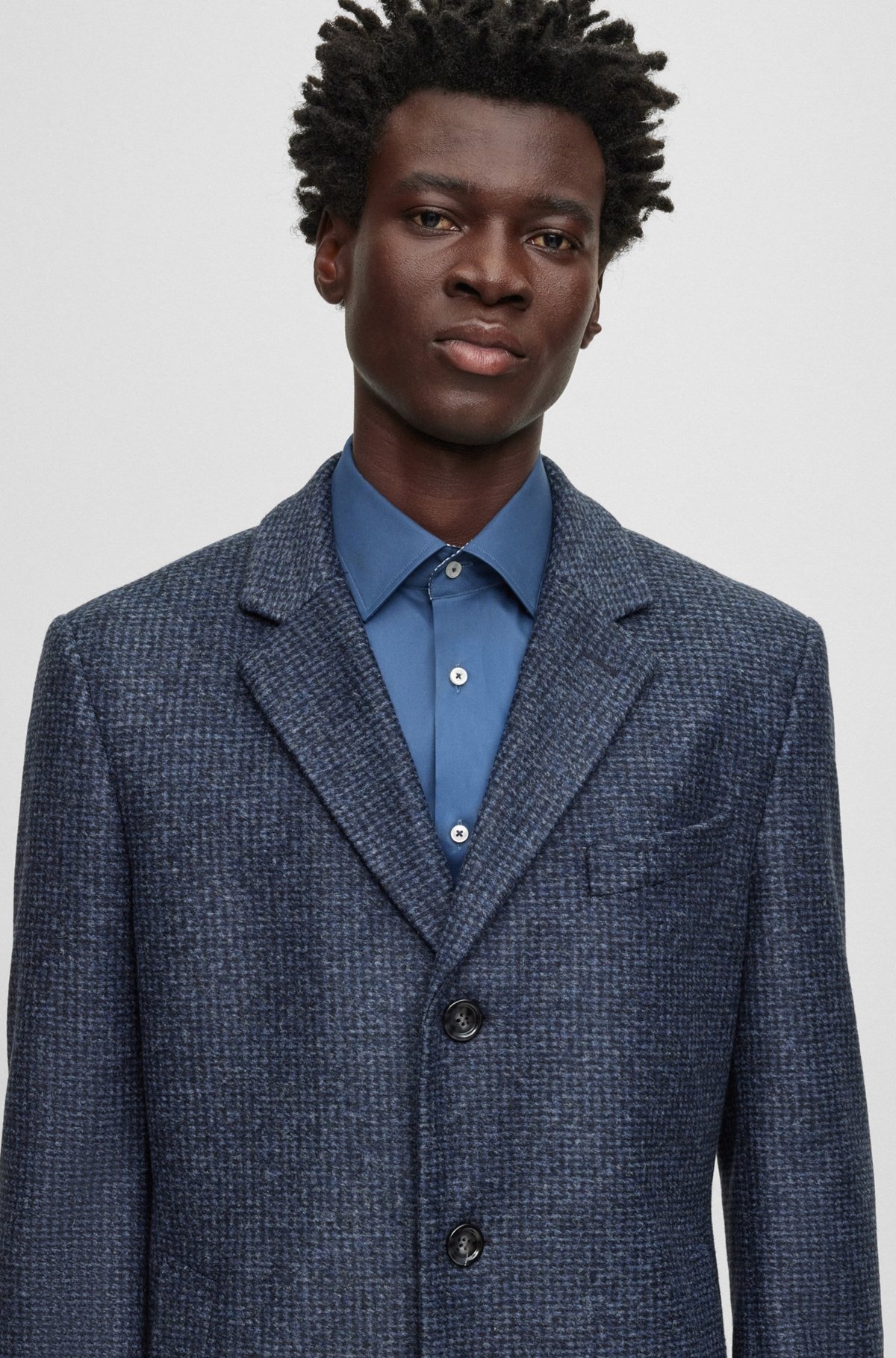 SLIM-FIT FORMAL COAT IN PATTERNED JERSEY - 3