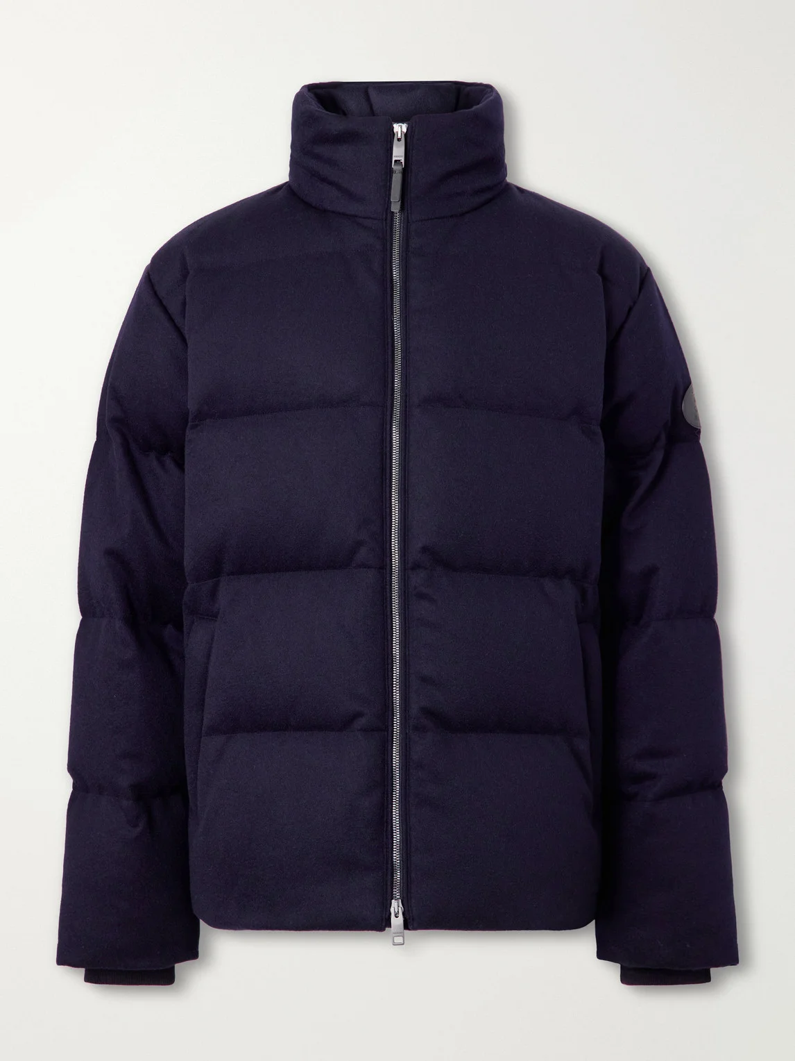Logo-Appliqué Quilted Cashmere Down Jacket - 1