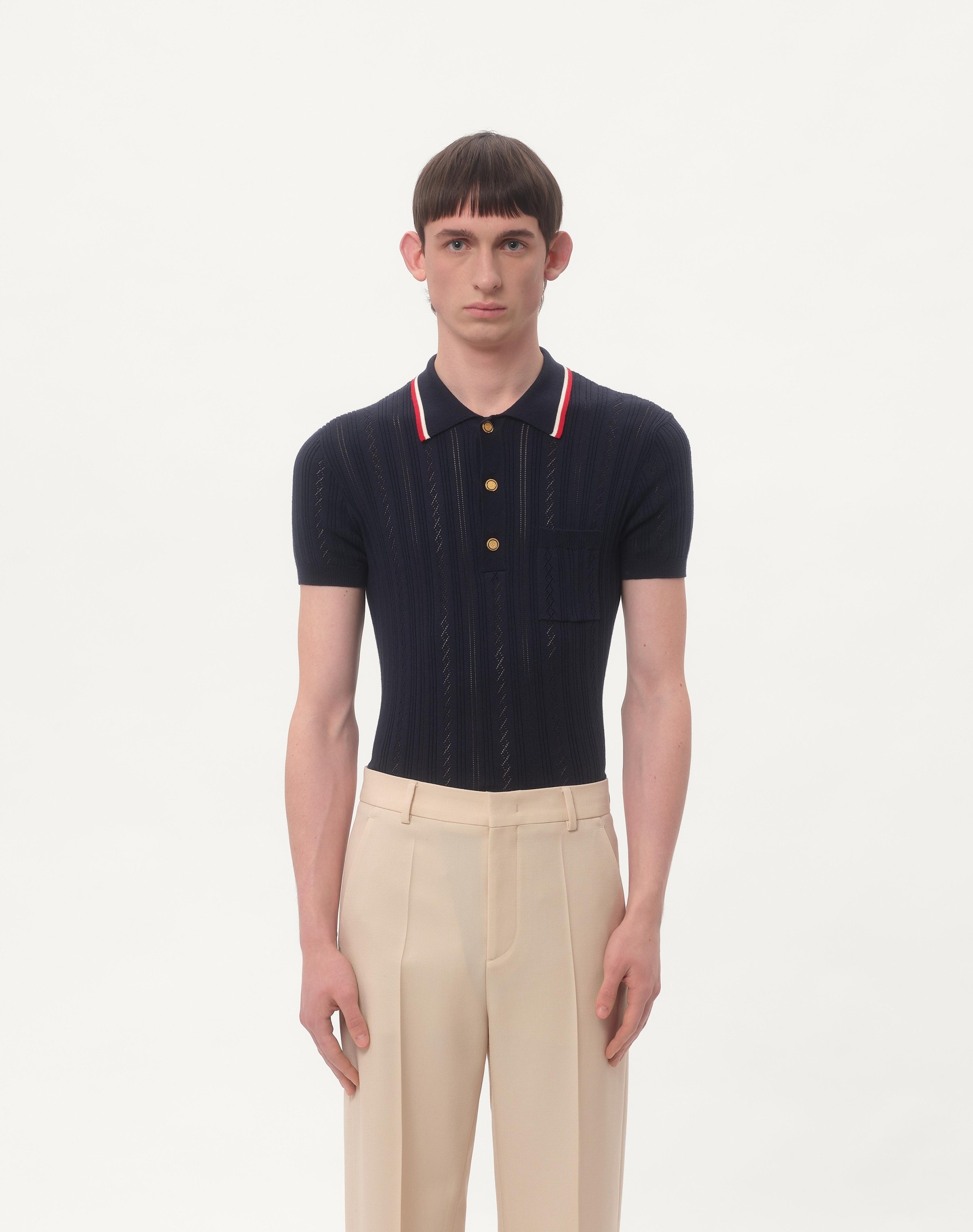 VALENTINO RIBBED COTTON POLO SHIRT WITH EMBOSSED DETAIL - 6