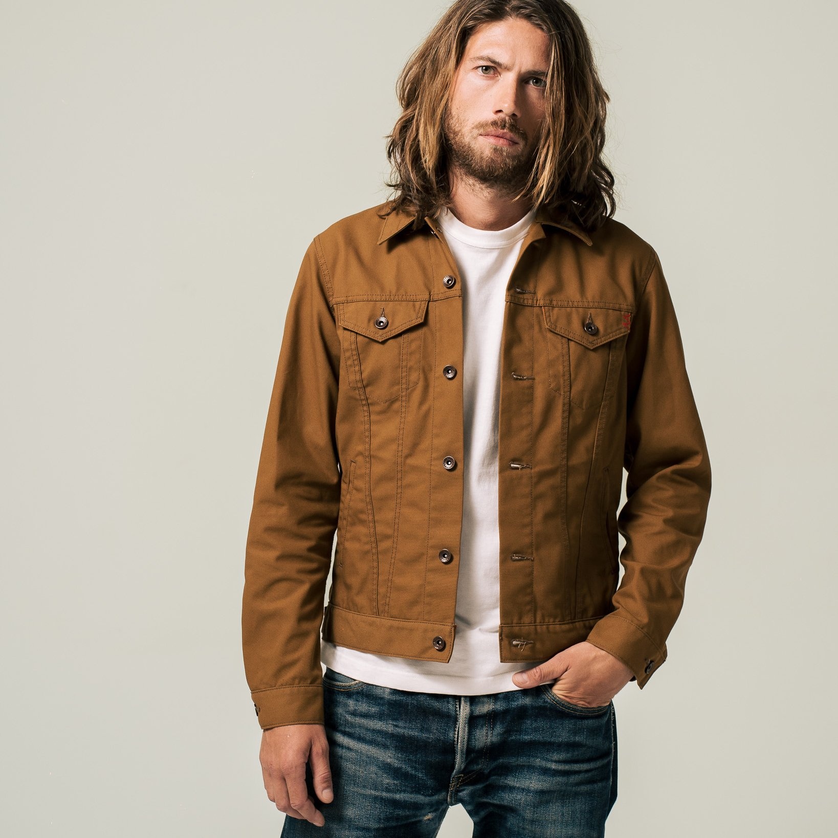 IHJ-133-BRN 10oz TC Duck Modified Type III Jacket - Brown - 4