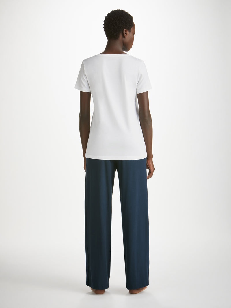 Women's V-Neck T-Shirt Lara Micro Modal Stretch White - 4