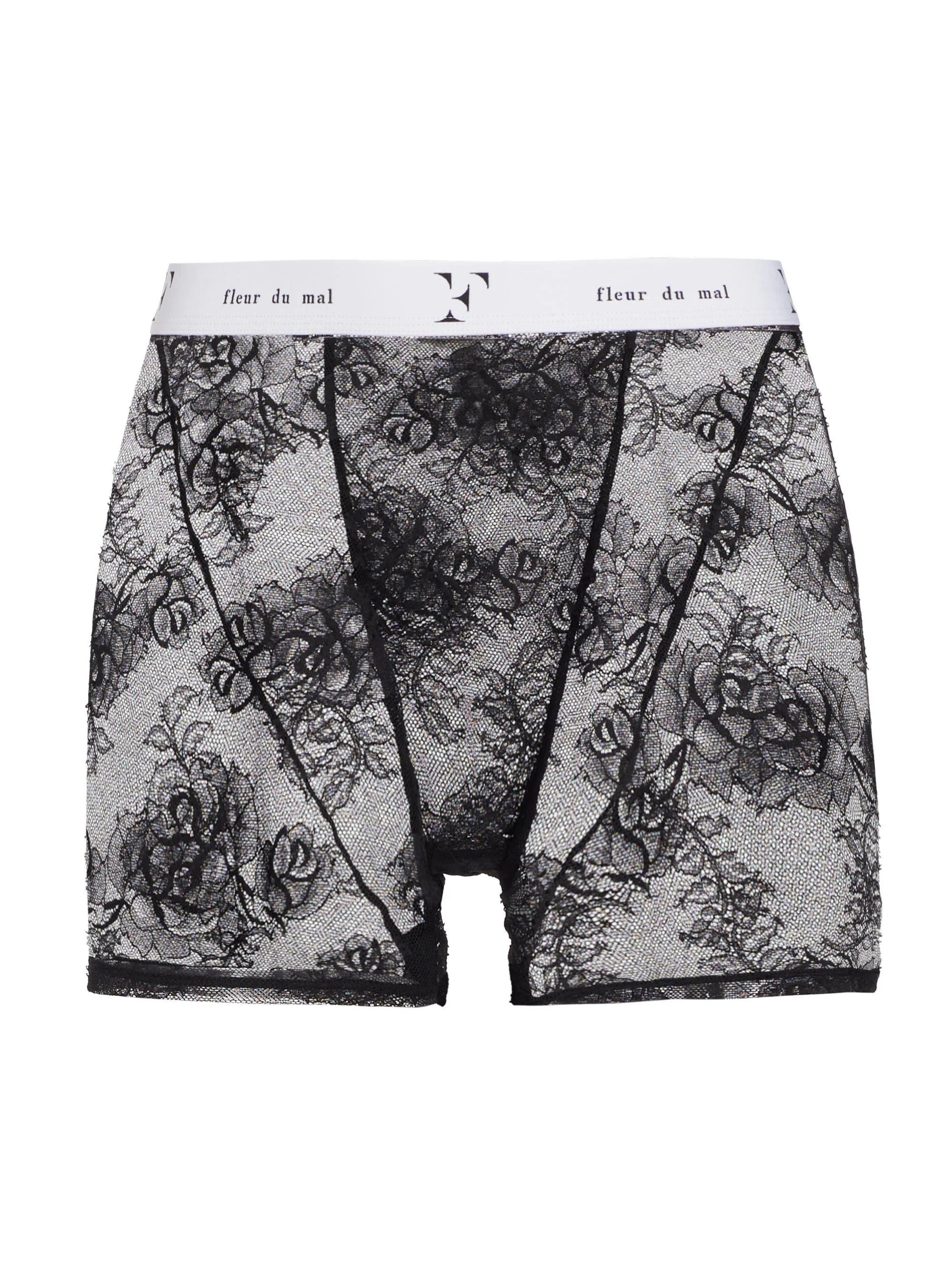 Women's Bouquet Lace Boxers - Black - 1
