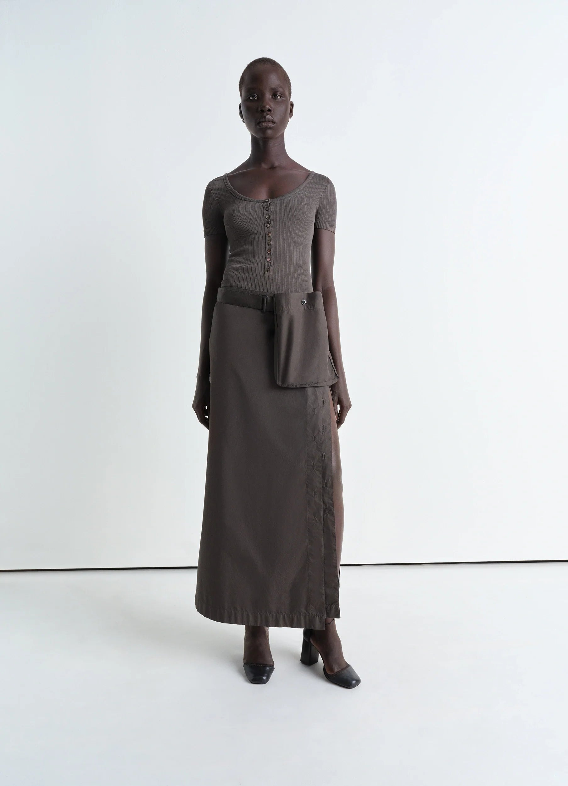 BUTTONED LONG SKIRT - 2