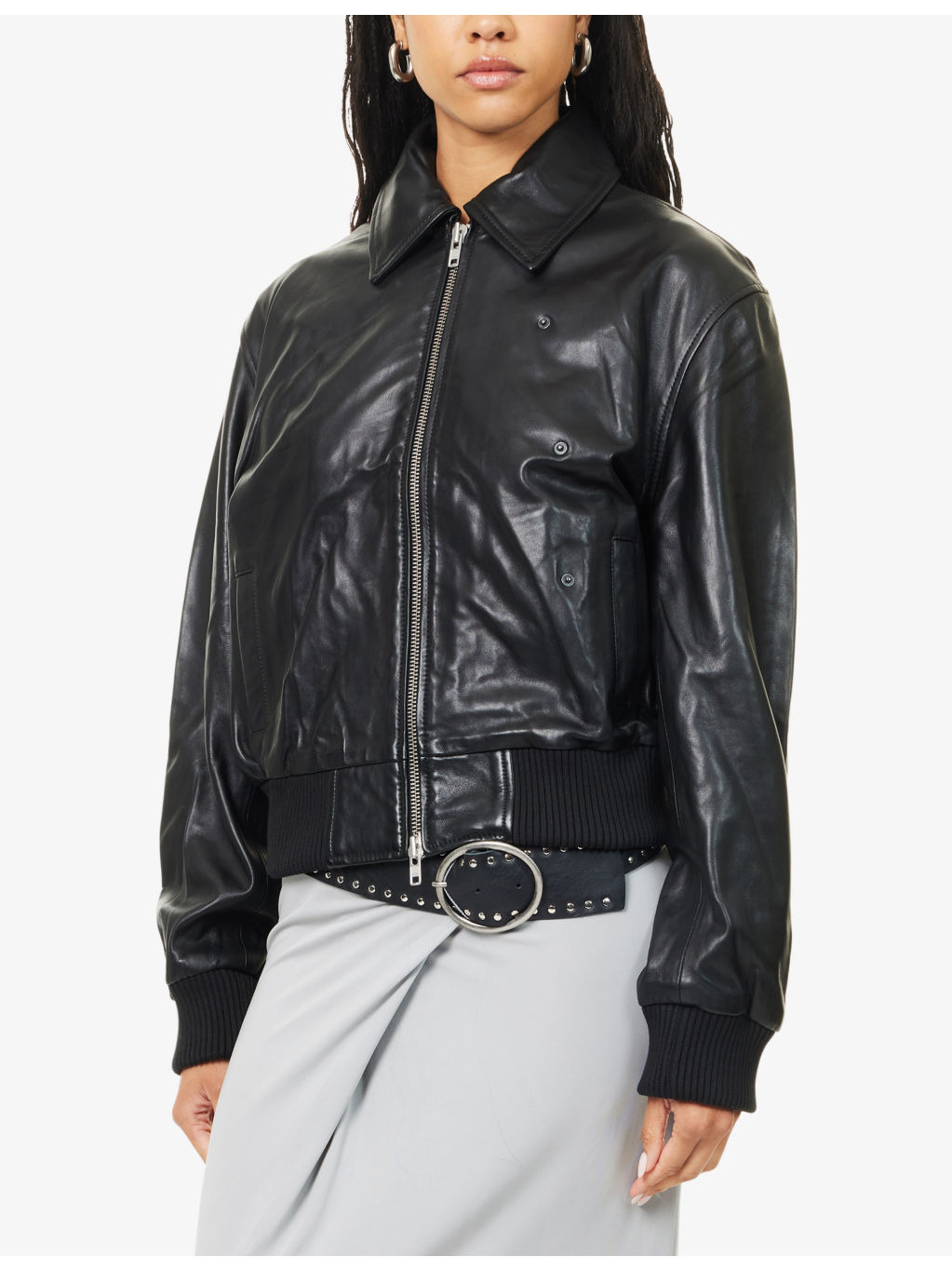 Flight Leather Bomber Jacket - 3