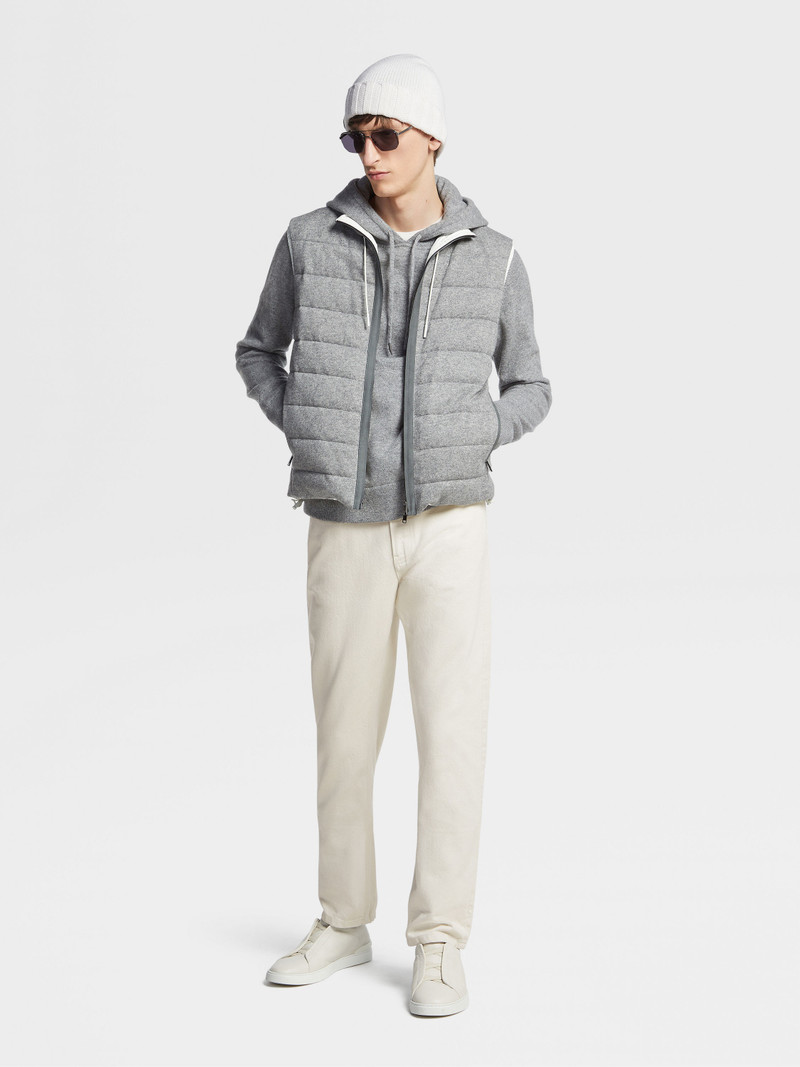 WHITE RINSE-WASHED COTTON ROCCIA JEANS 6