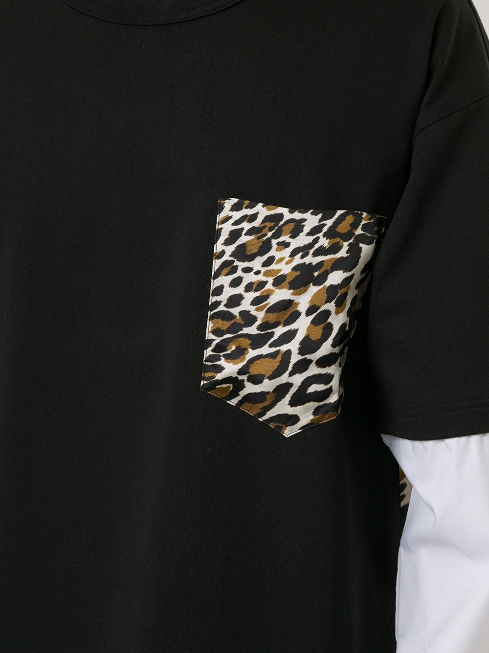 leopard print panel T-shirt - 5
