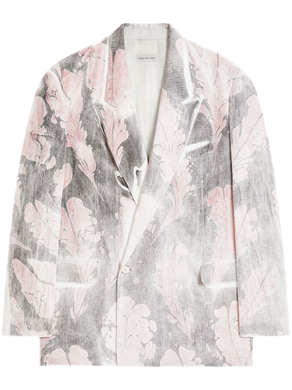 printed double-breasted blazer - 1