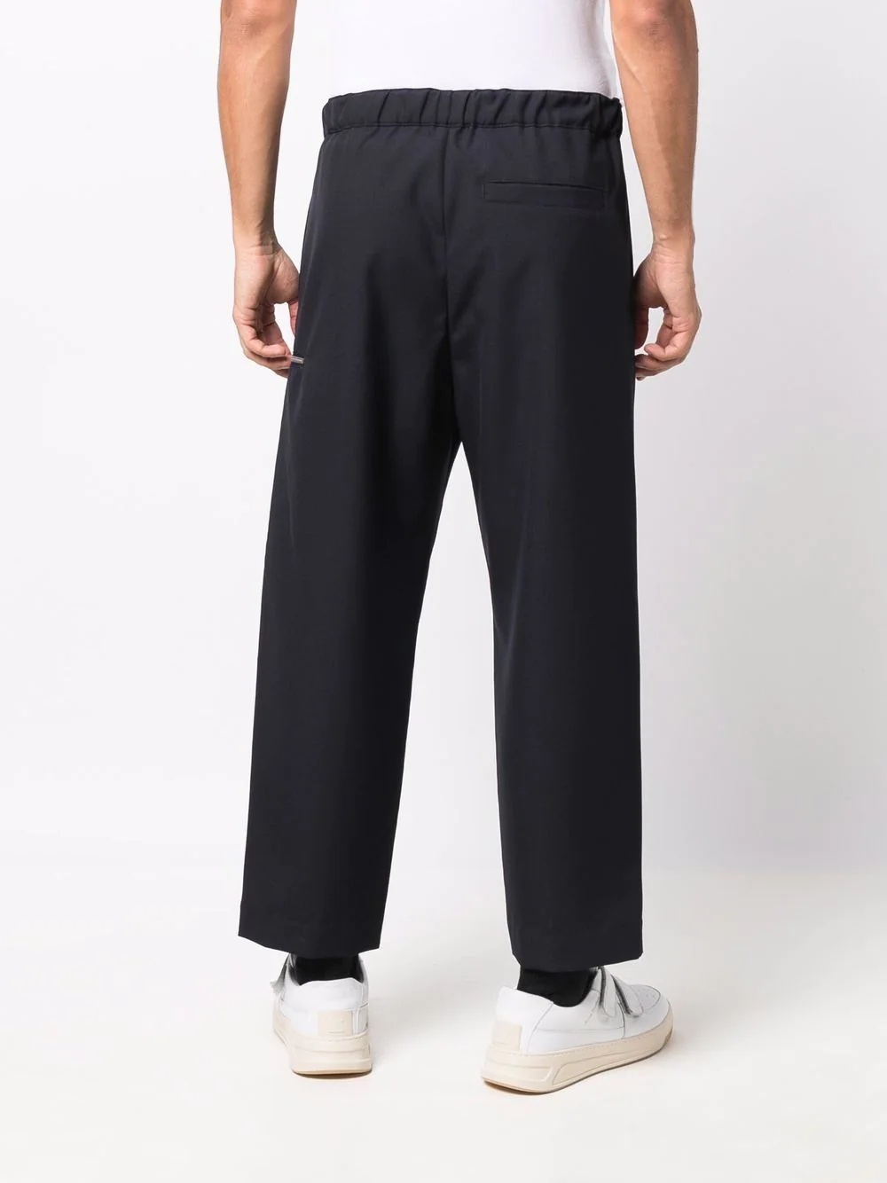 belted zip-pocket straight trousers - 4