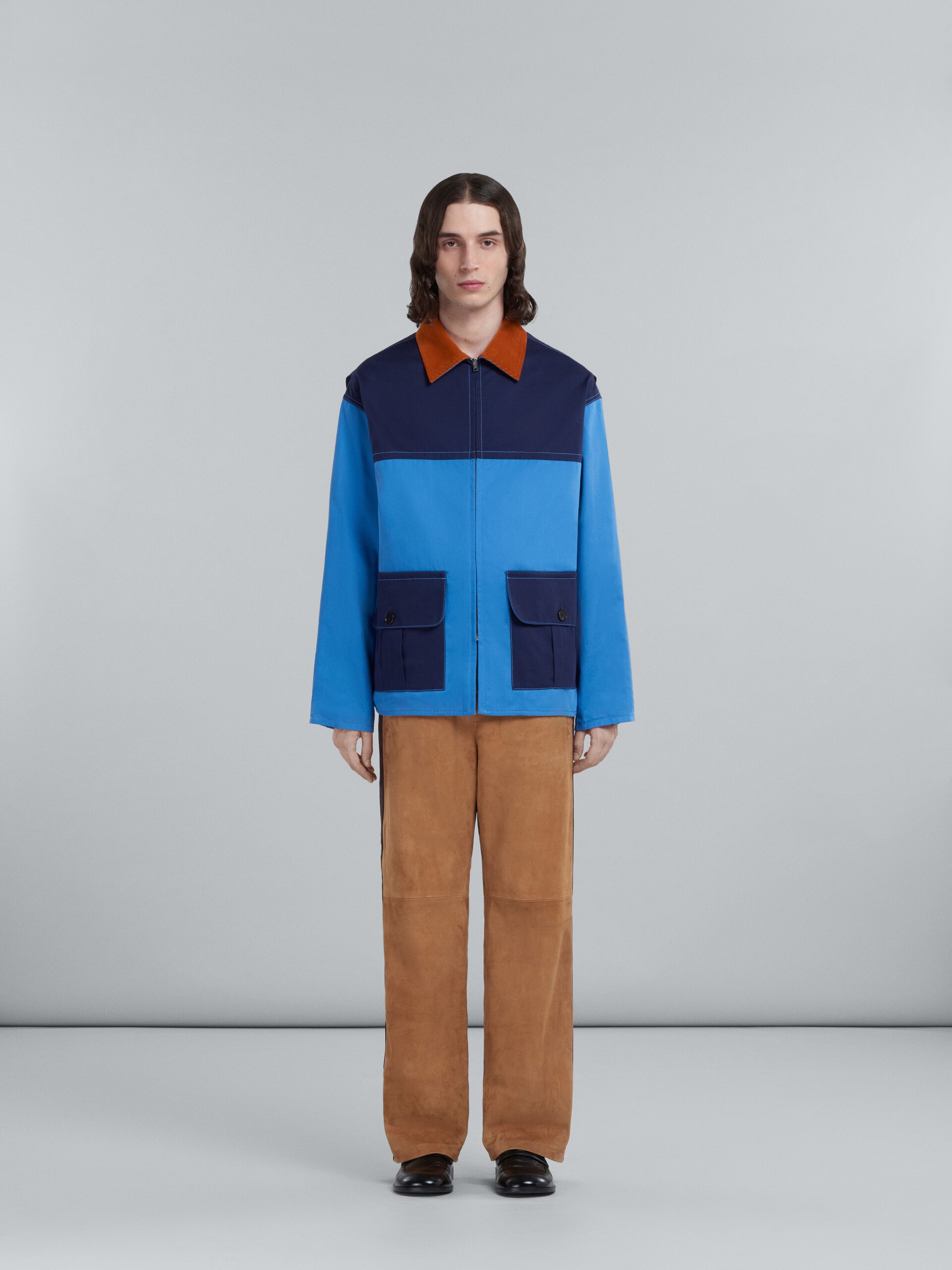 GABARDINE JACKET WITH CONTRASTING COLLAR - 2
