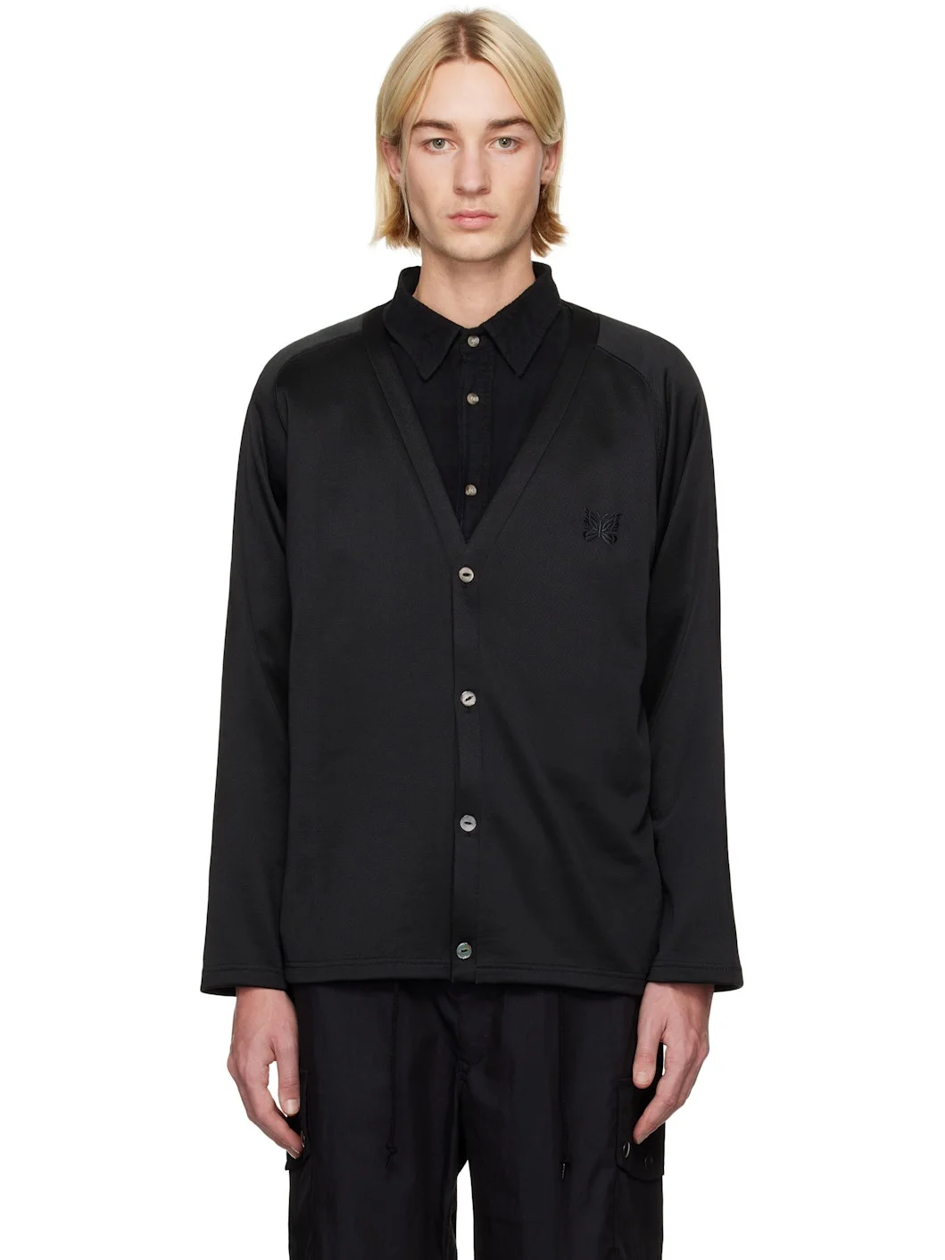 Black V Neck Cardigan - 1
