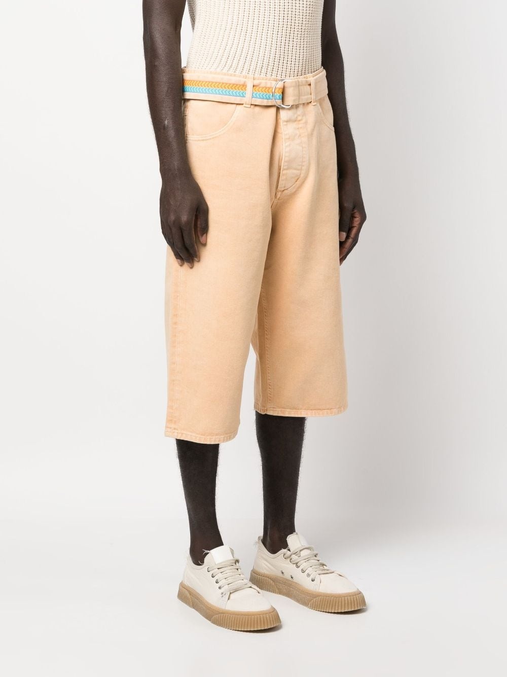 belted denim Burmuda shorts - 3
