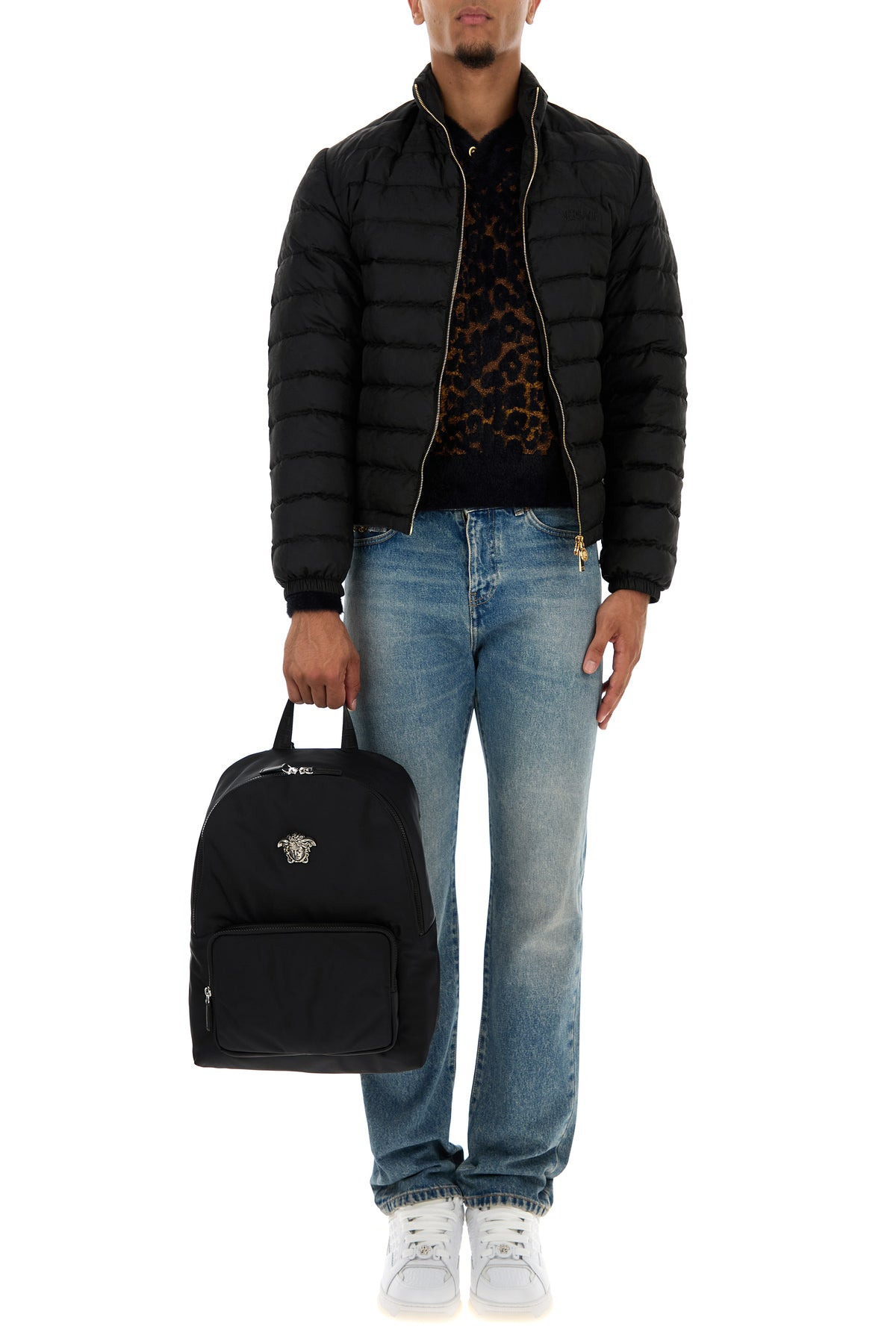 Black nylon down jacket - 6