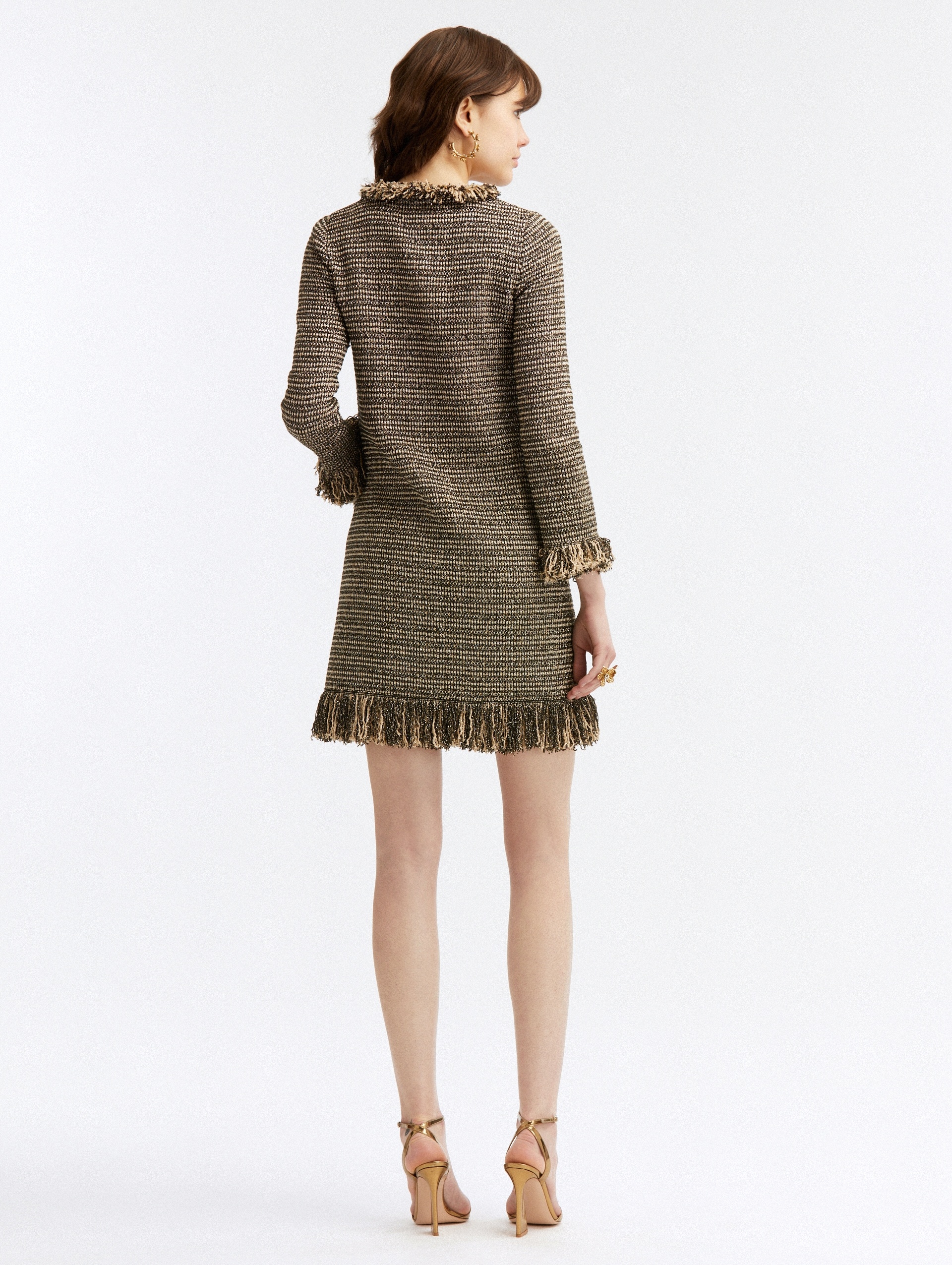 LONG SLEEVE FRINGE DETAIL COAT - 3
