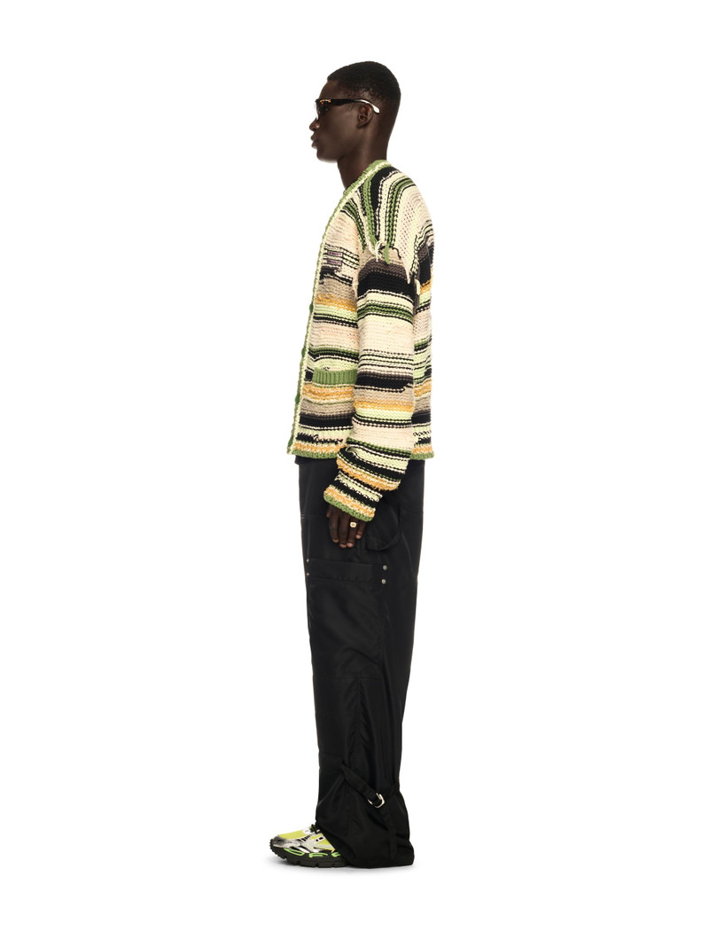 Green Premium Quality Striped Knit Cardigan 3
