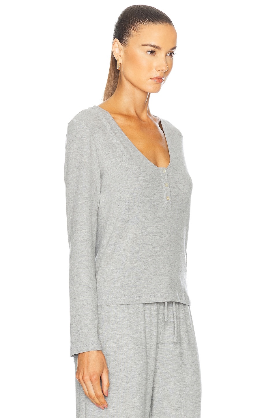 Lauren V Neck Henley Top - 2