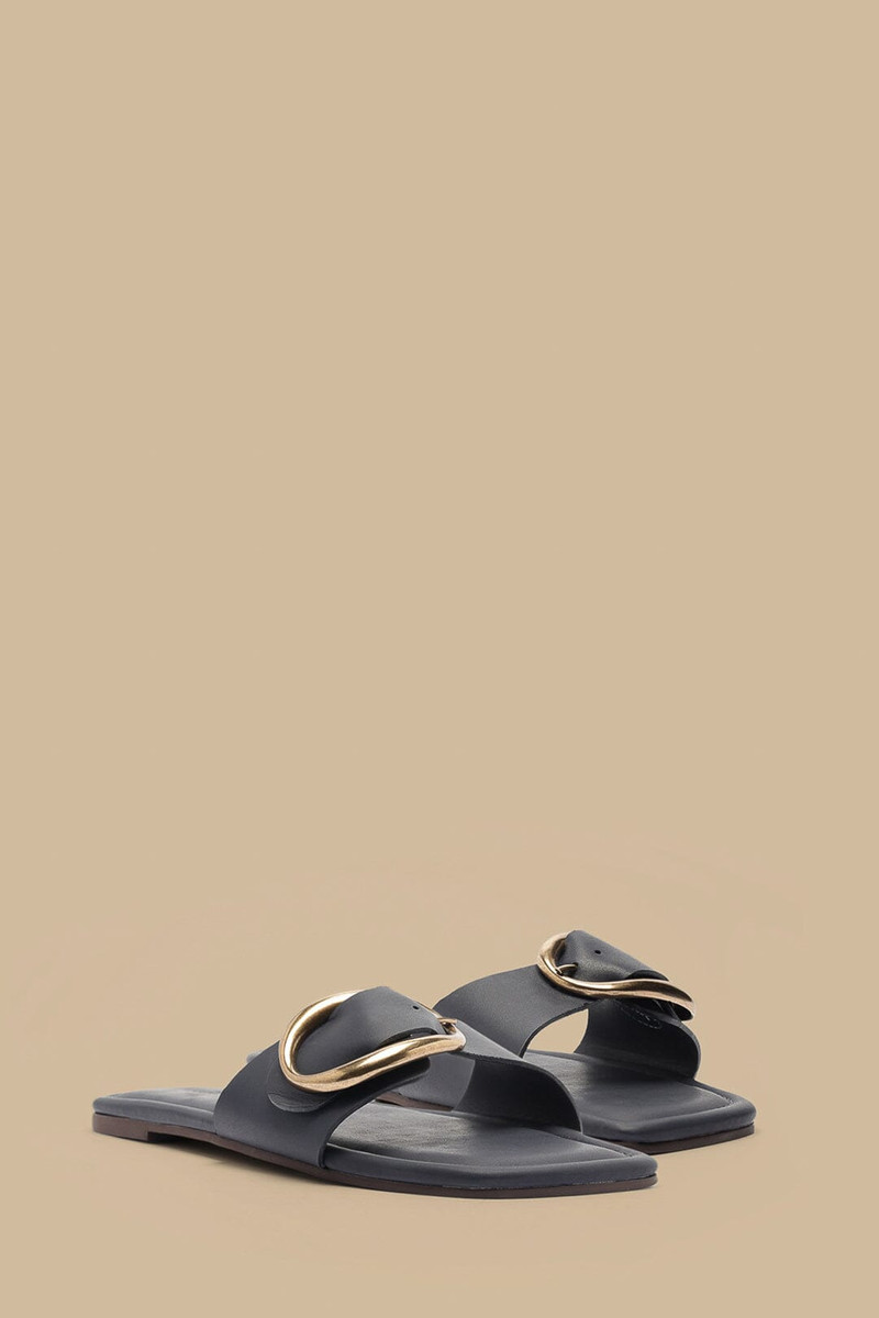 FARM RIO Navy Blue Organic Buckle Flat Sandal outlook