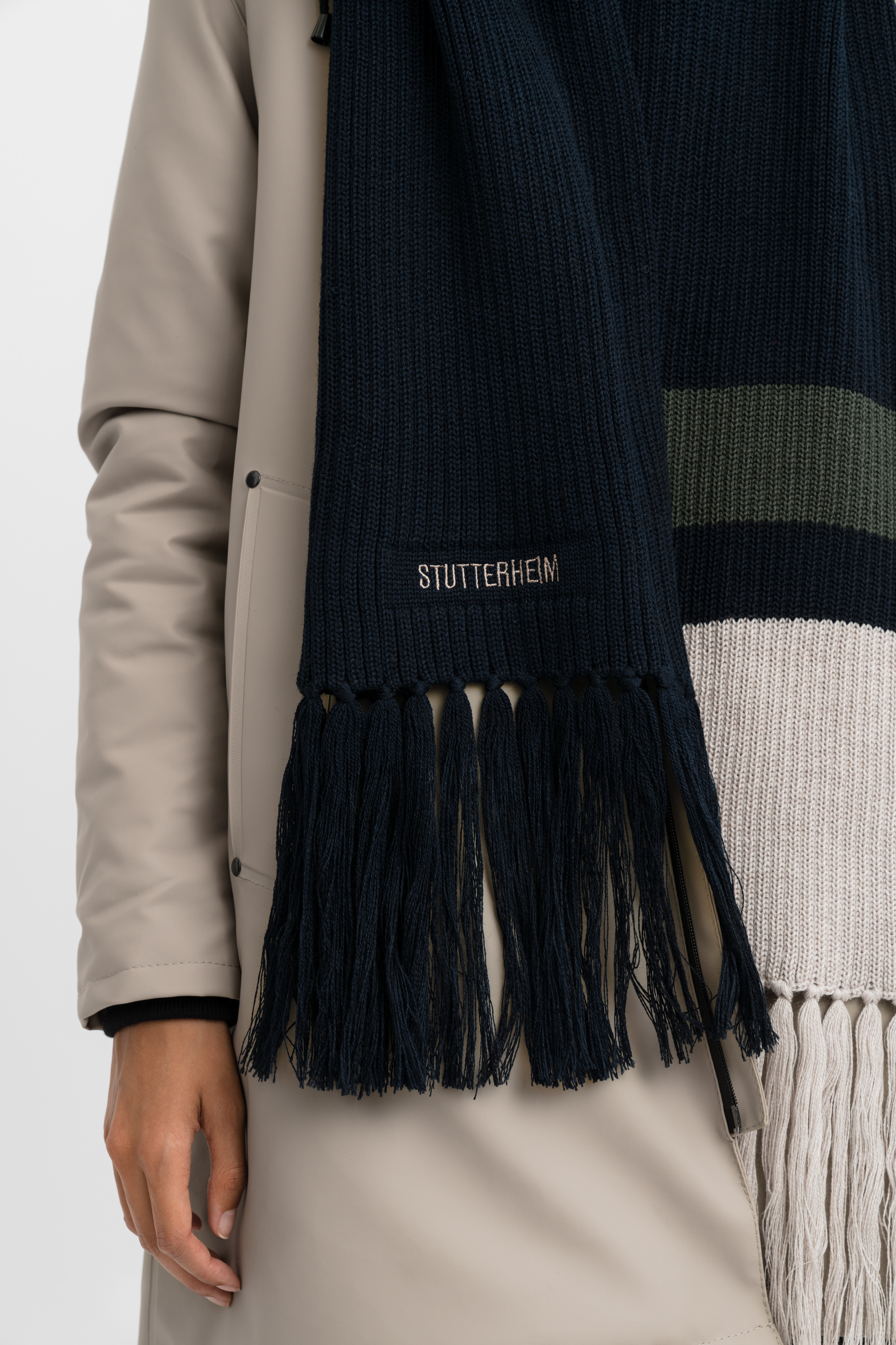 Fringe Scarf Navy - 4