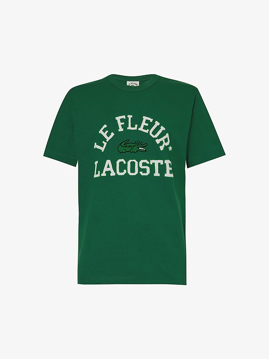 le FLEUR* x Lacoste logo-print cotton-jersey T-shirt - 1