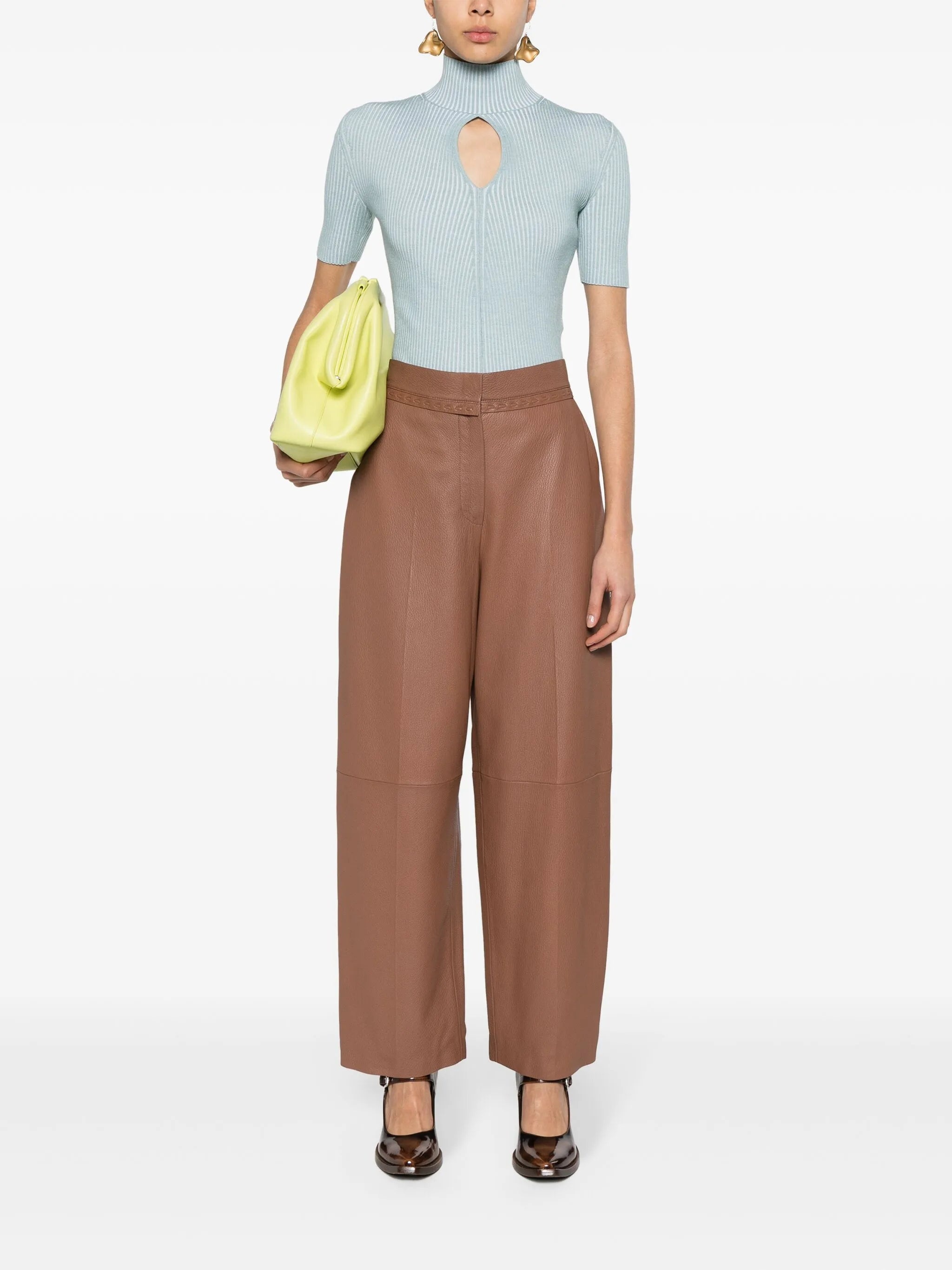 Leather Straight Trousers - 5