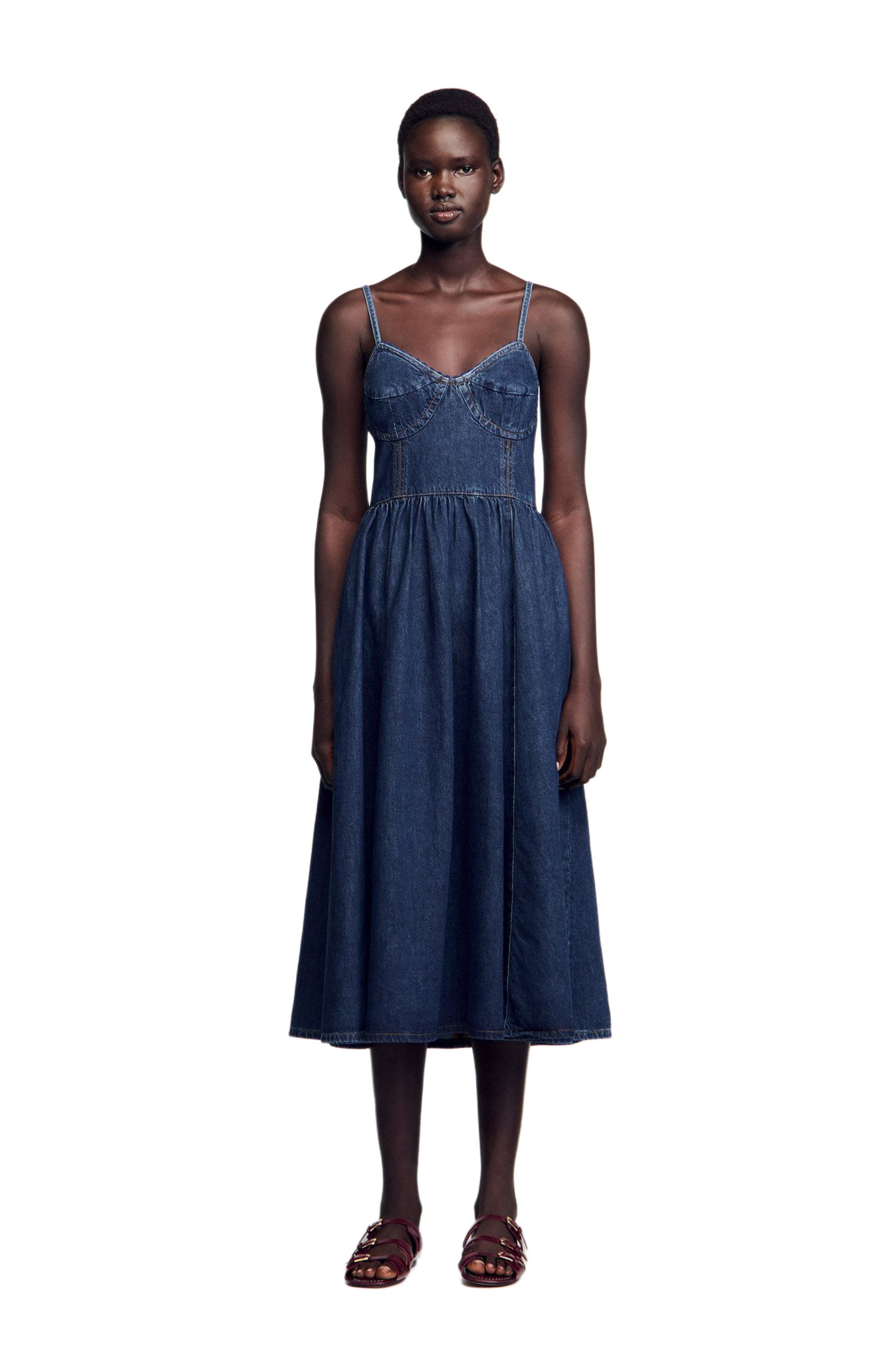 SANDRO Midi denim dress in Blue Jean at Nordstrom - 1