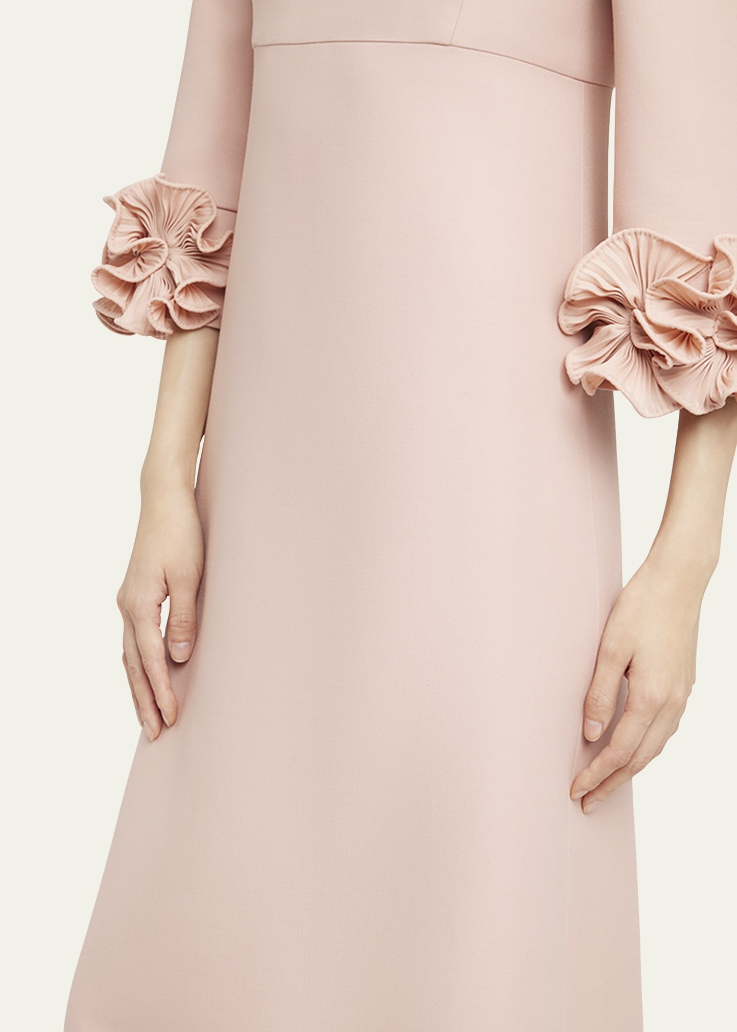 Floral Cuff Crepe Couture Midi Dress - 5