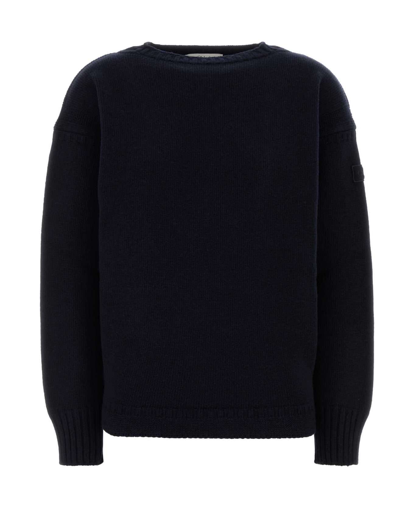 Dark Blue Wool Blend Sweater - 1