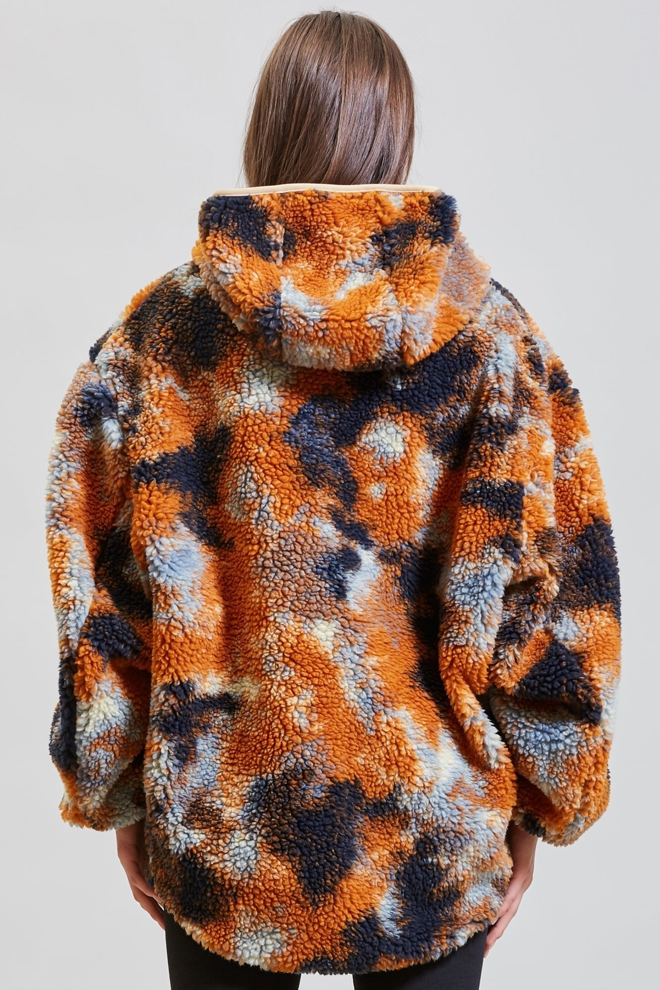 OVERSIZED ZIP-UP FLEECE HOODIE - RUST CAMO | R13 - 6