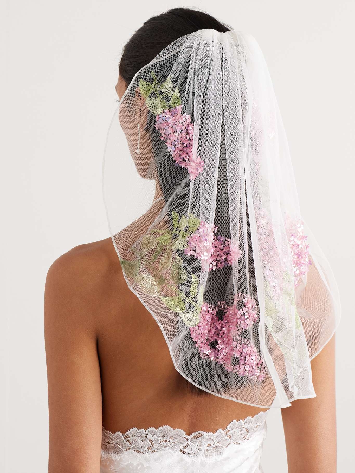 Embellished embroidered tulle veil - 4