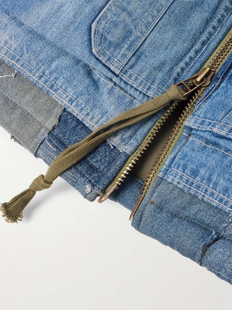 Faux Fur-Trimmed Quilted Cotton-Blend Twill and Denim Hooded Jacket 3