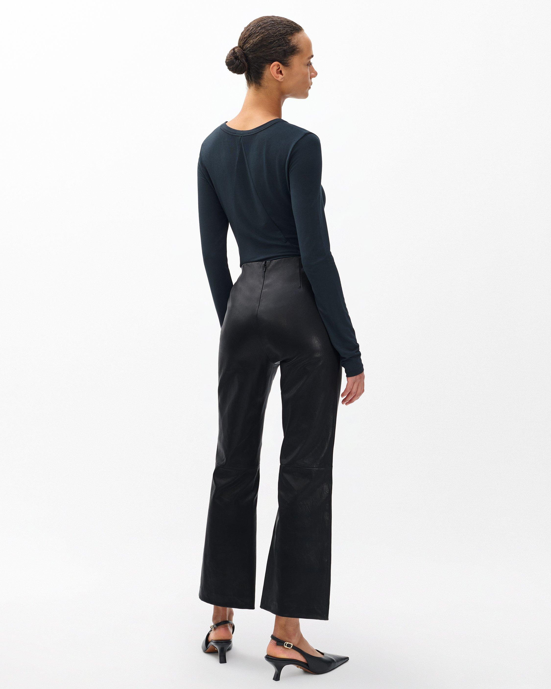 Irina Kick Flare Leather Pants - 6