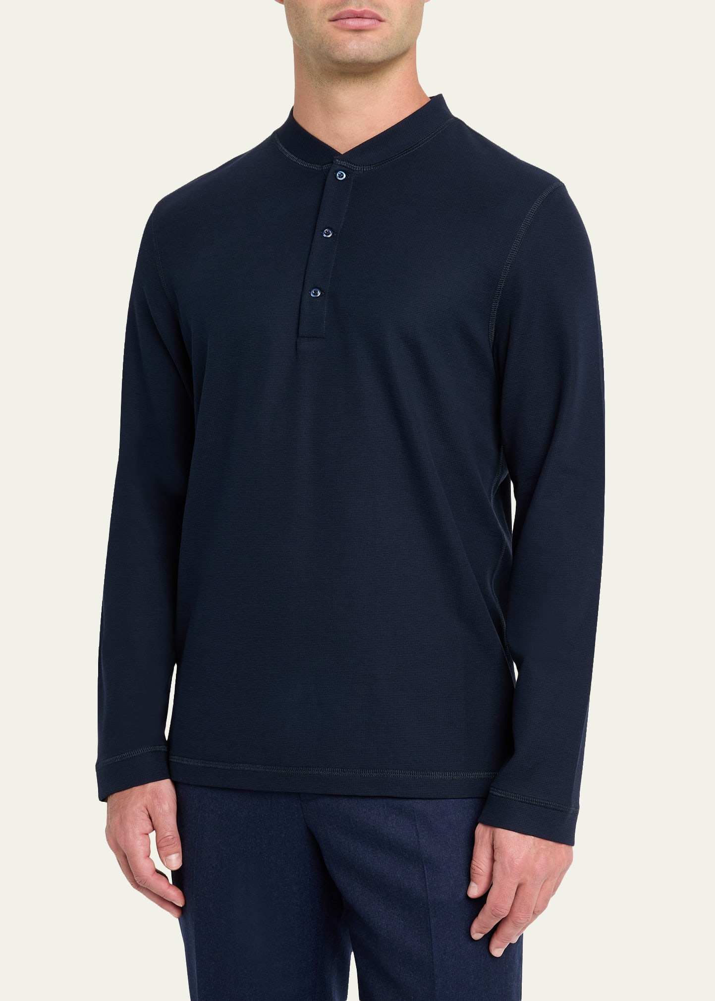 Men's Cotton-Silk Waffle Henley - 4