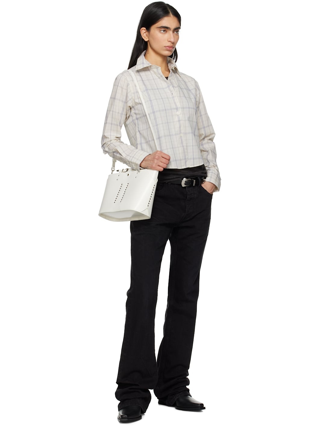 White Big Leather Tote - 4