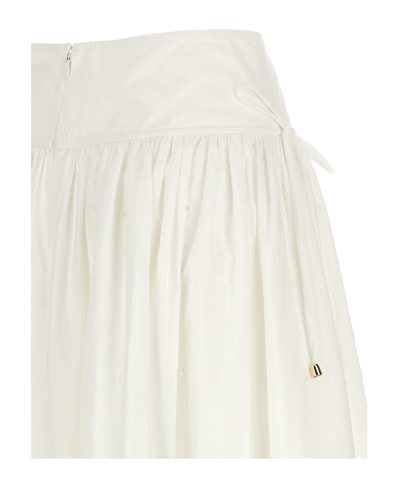 'white Cotton Embroidered Midi' Skirt - 4