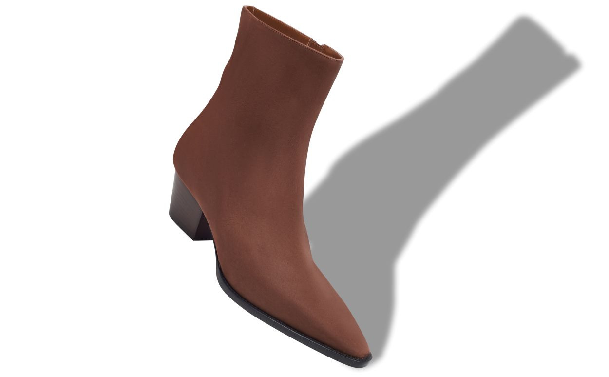 Brown Nubuck Ankle Boots - 2