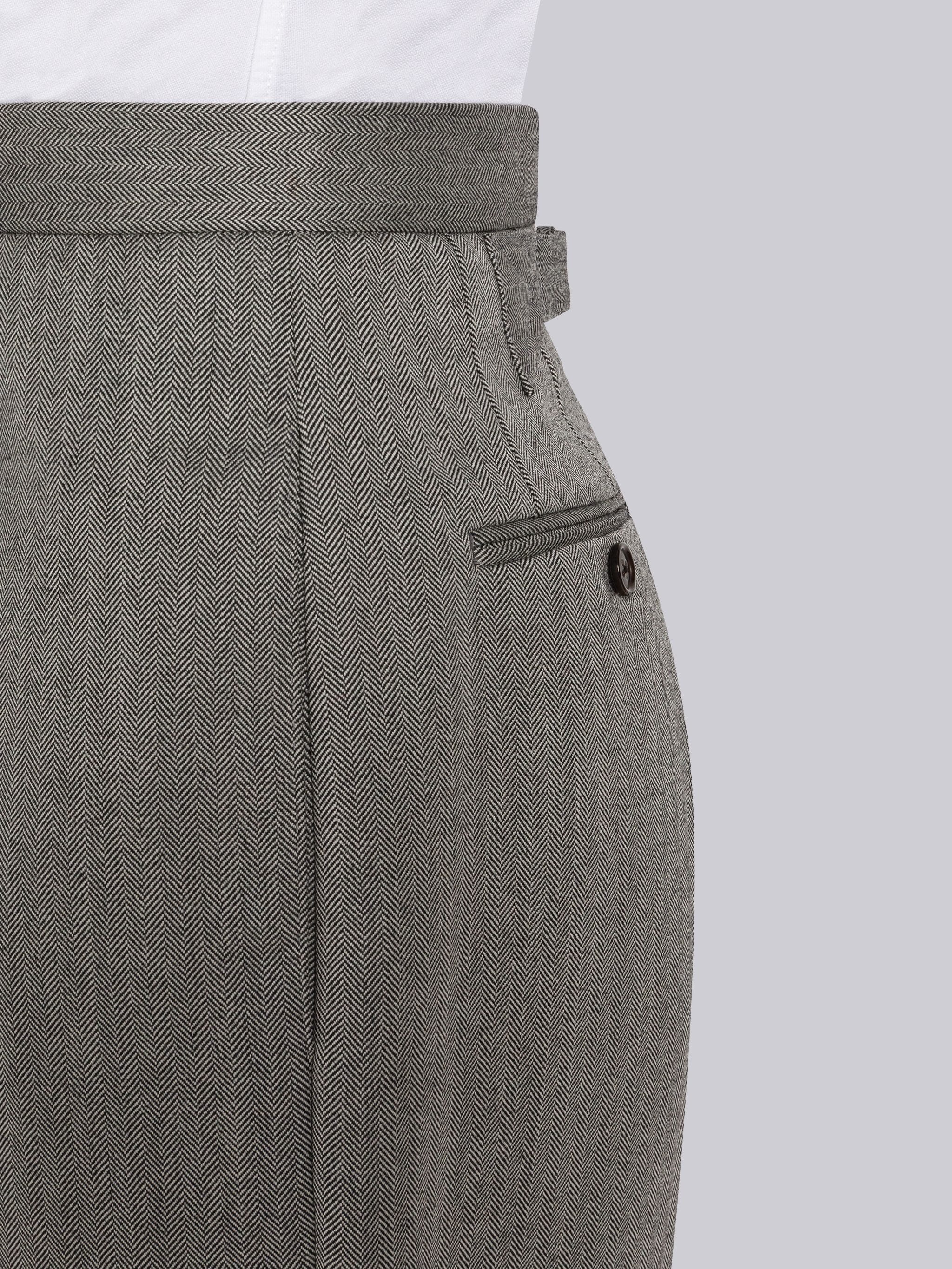 Herringbone Heavy Wool Single Pleat Bermuda Short - 5