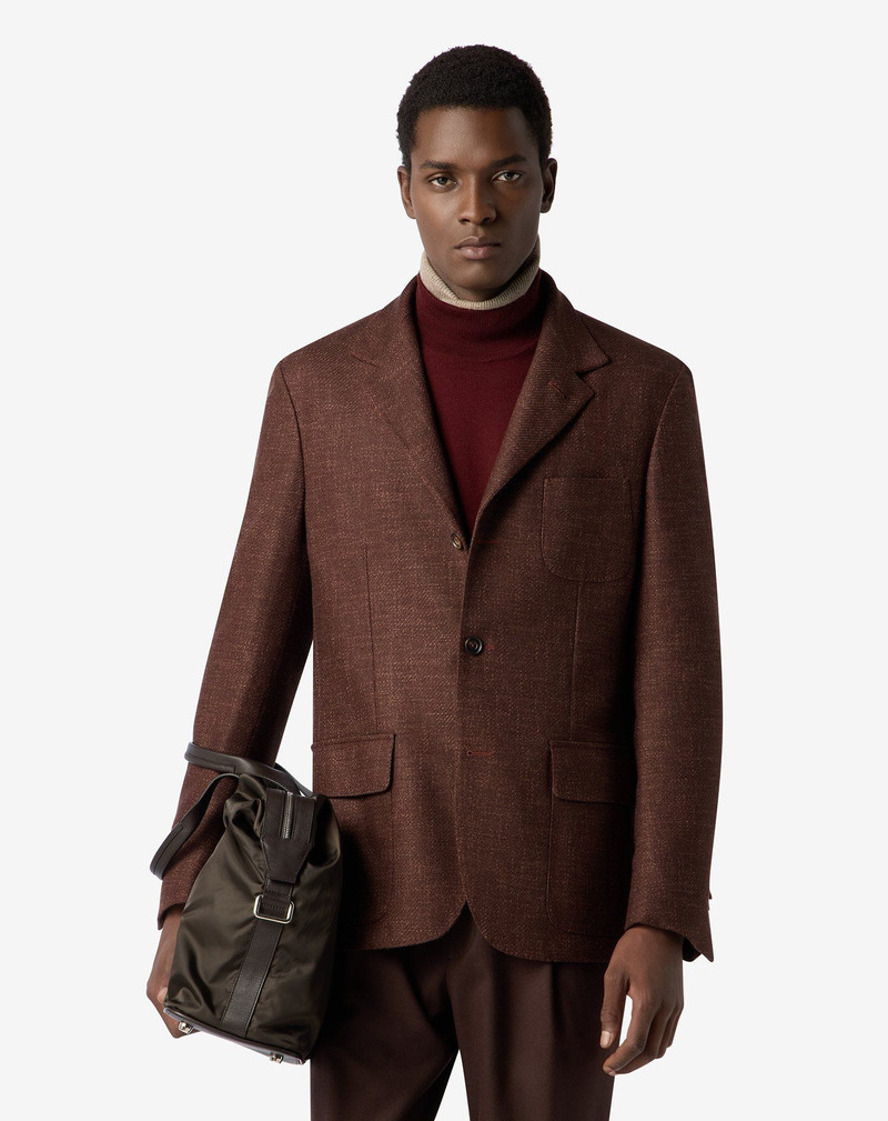 CORNELIANI Brown wool, cashmere and silk twill jacket outlook