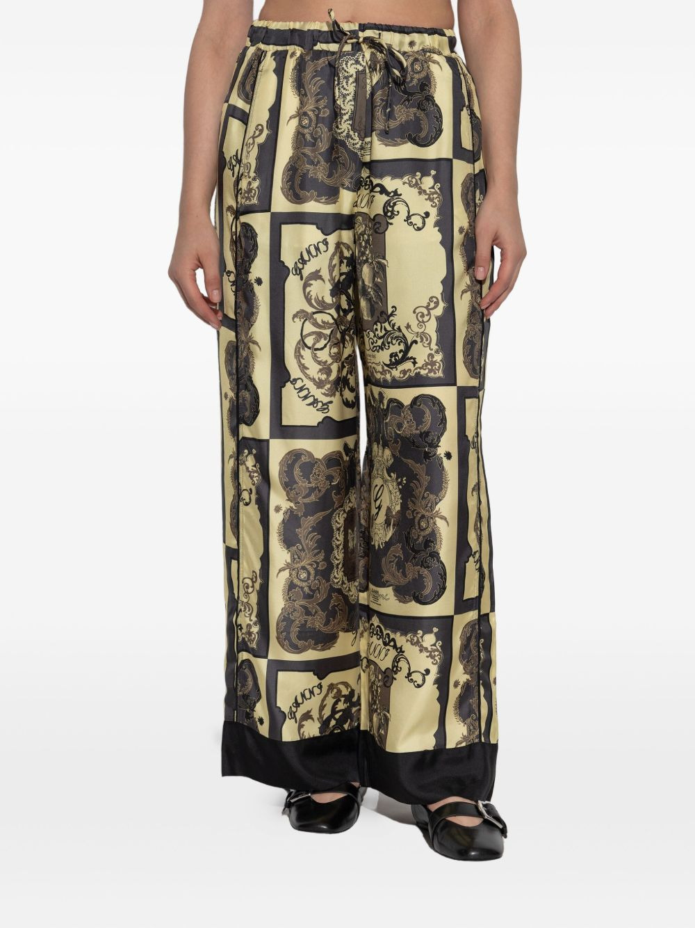 Printed Silk Twill Elasticated Pants - 3