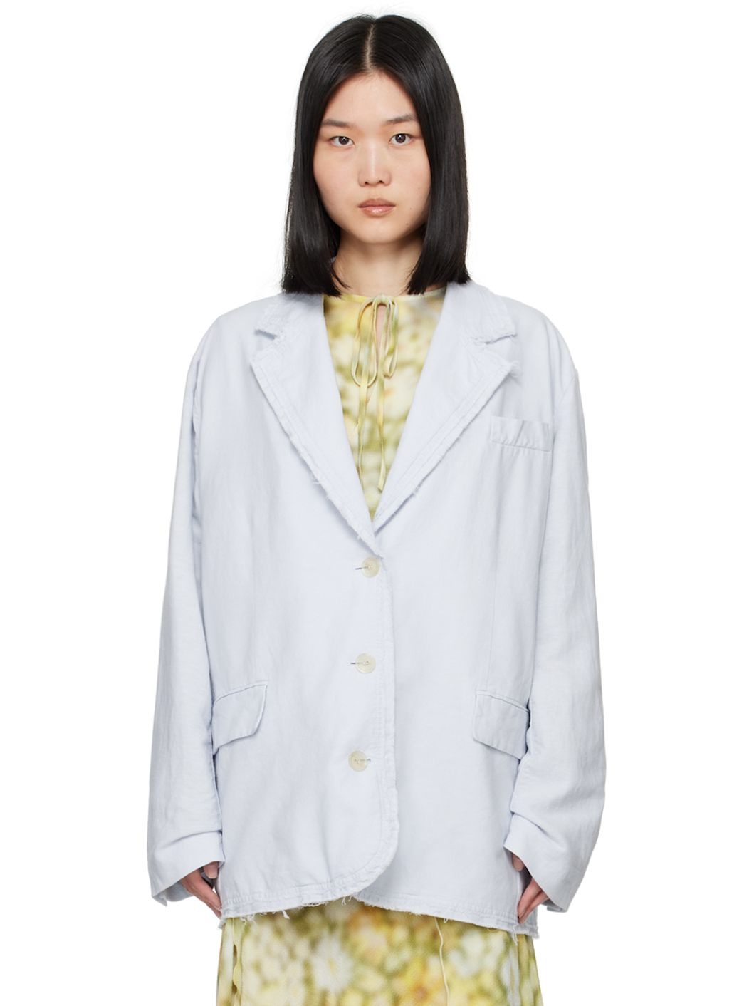 Blue Single-Breasted Blazer - 1
