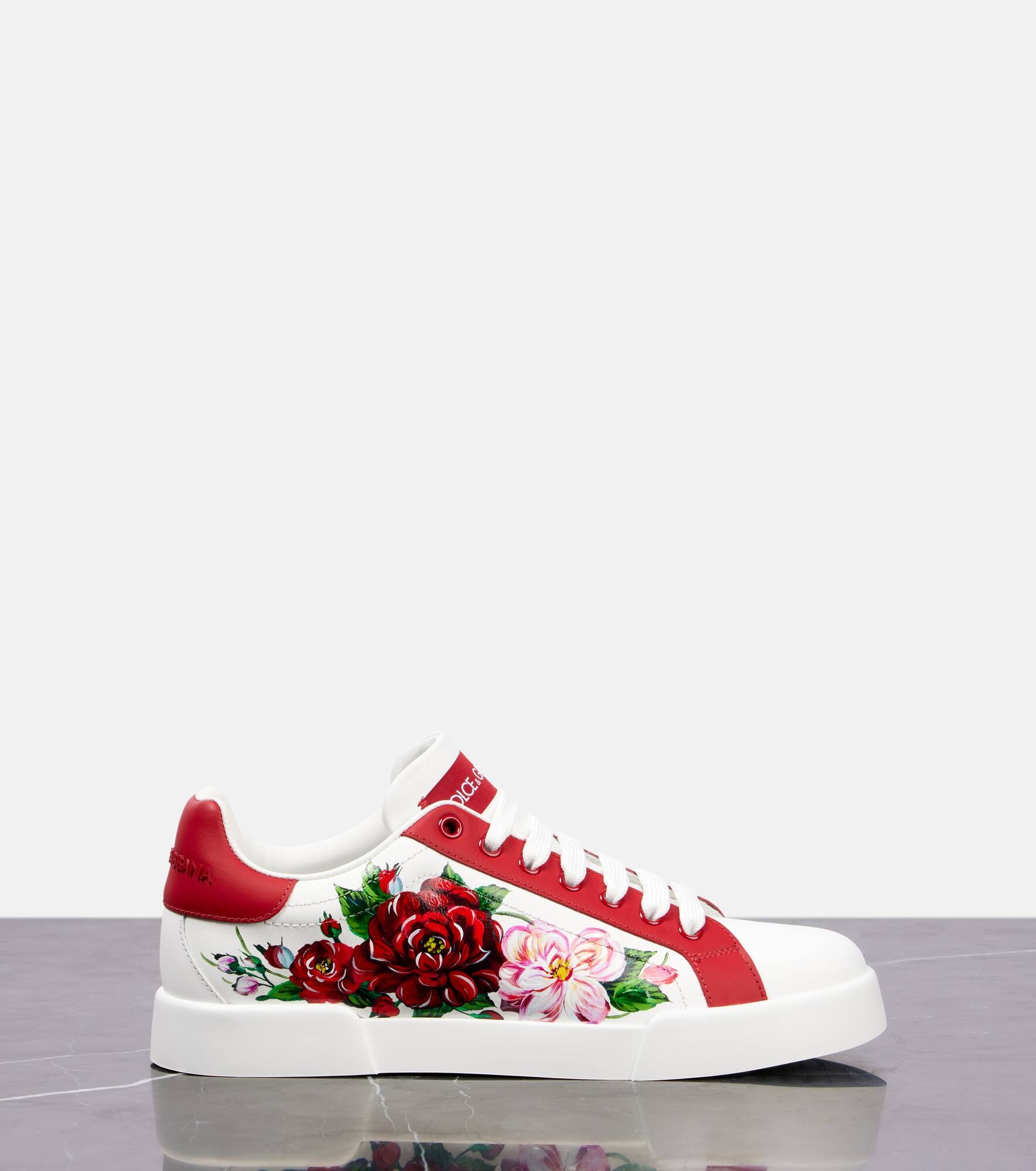 Floral leather sneakers - 4