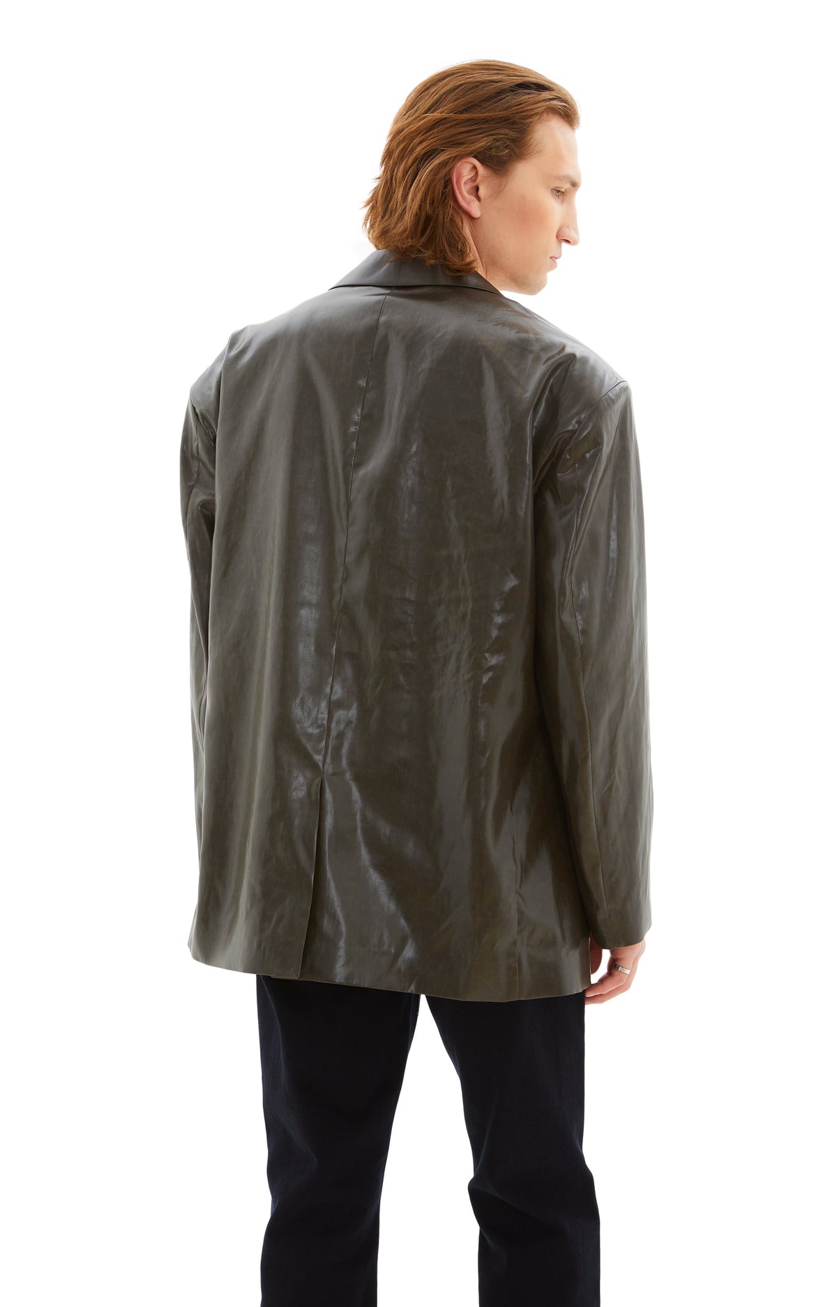 EMPTY SINGLE BREASTED JACKET (WET LOOK KHAKI) - 6