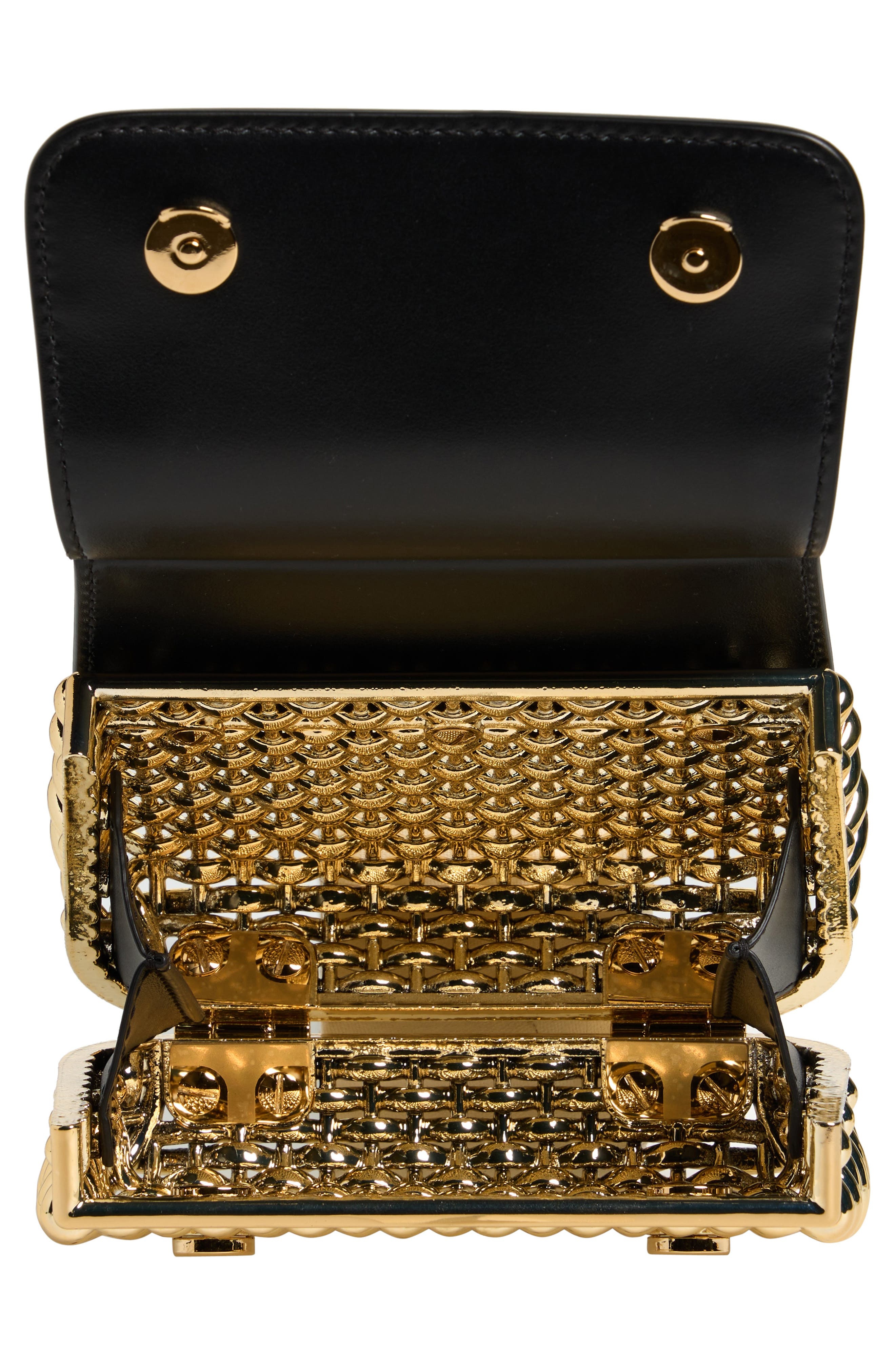 Dolce&Gabbana Mini Sicily Box Cage Shoulder Bag in 87530 Gold/Black at Nordstrom - 5