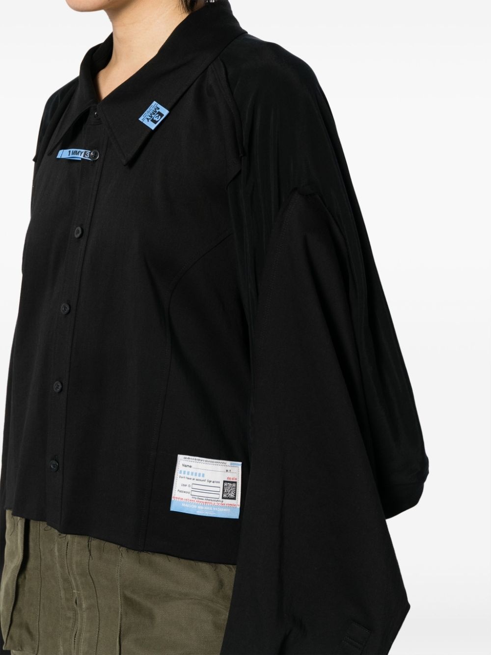 logo-patches panelled cotton shirt - 5