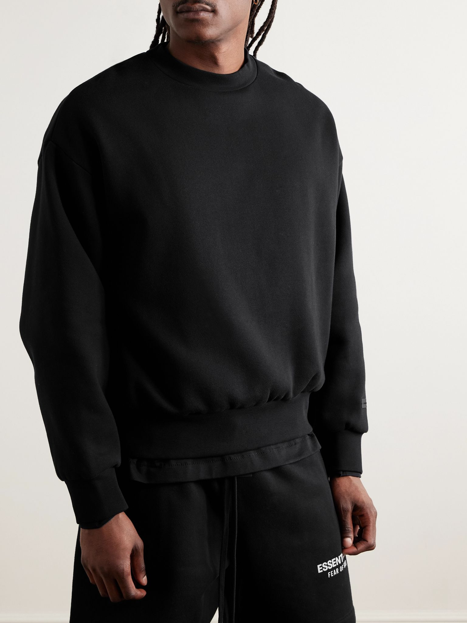 Logo-Appliquéd Cotton-Blend Jersey Sweatshirt Black - 3