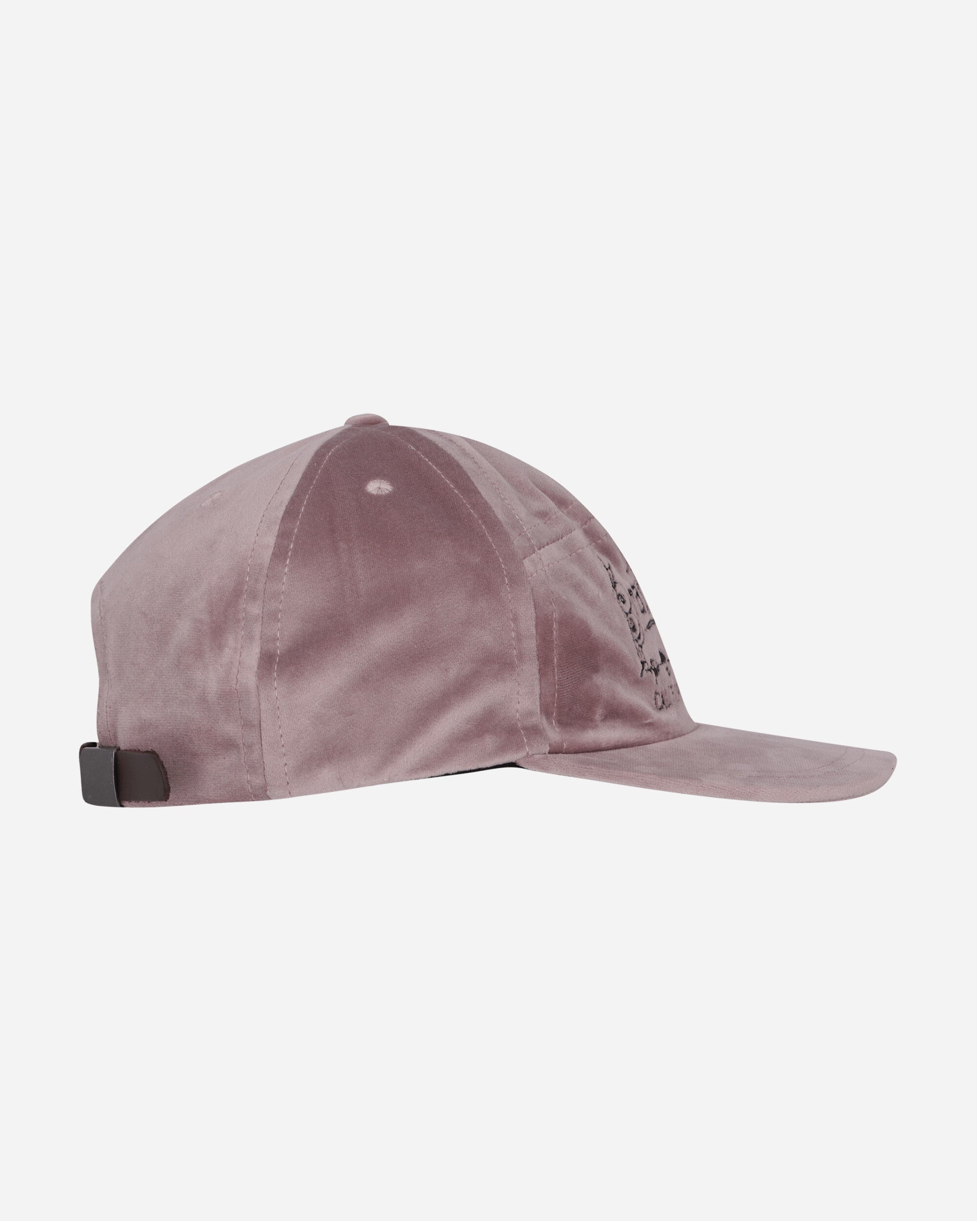 Velveteen Curved Front 6-Panel Hat Pink - 5