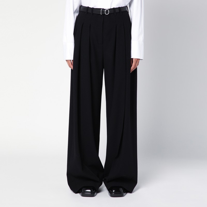 Black wide trousers with belt - 1