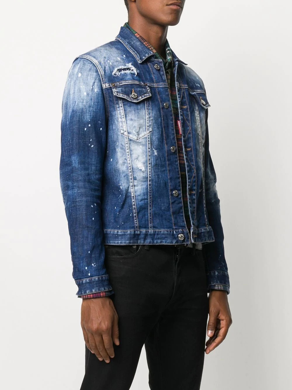 distressed ripped denim jacket - 3