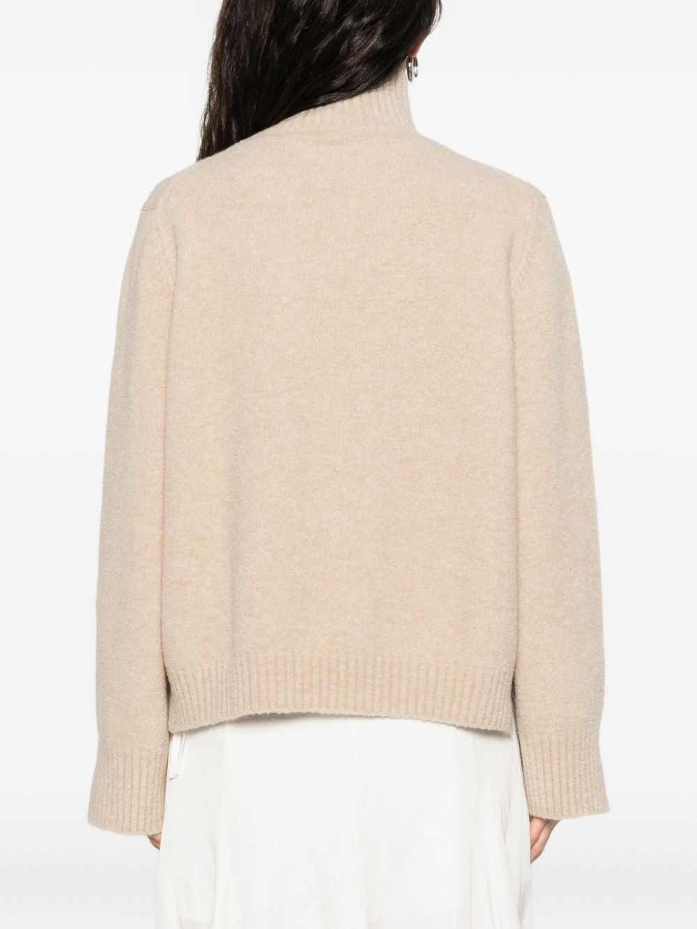 high-neck split-cuff sweater - 4