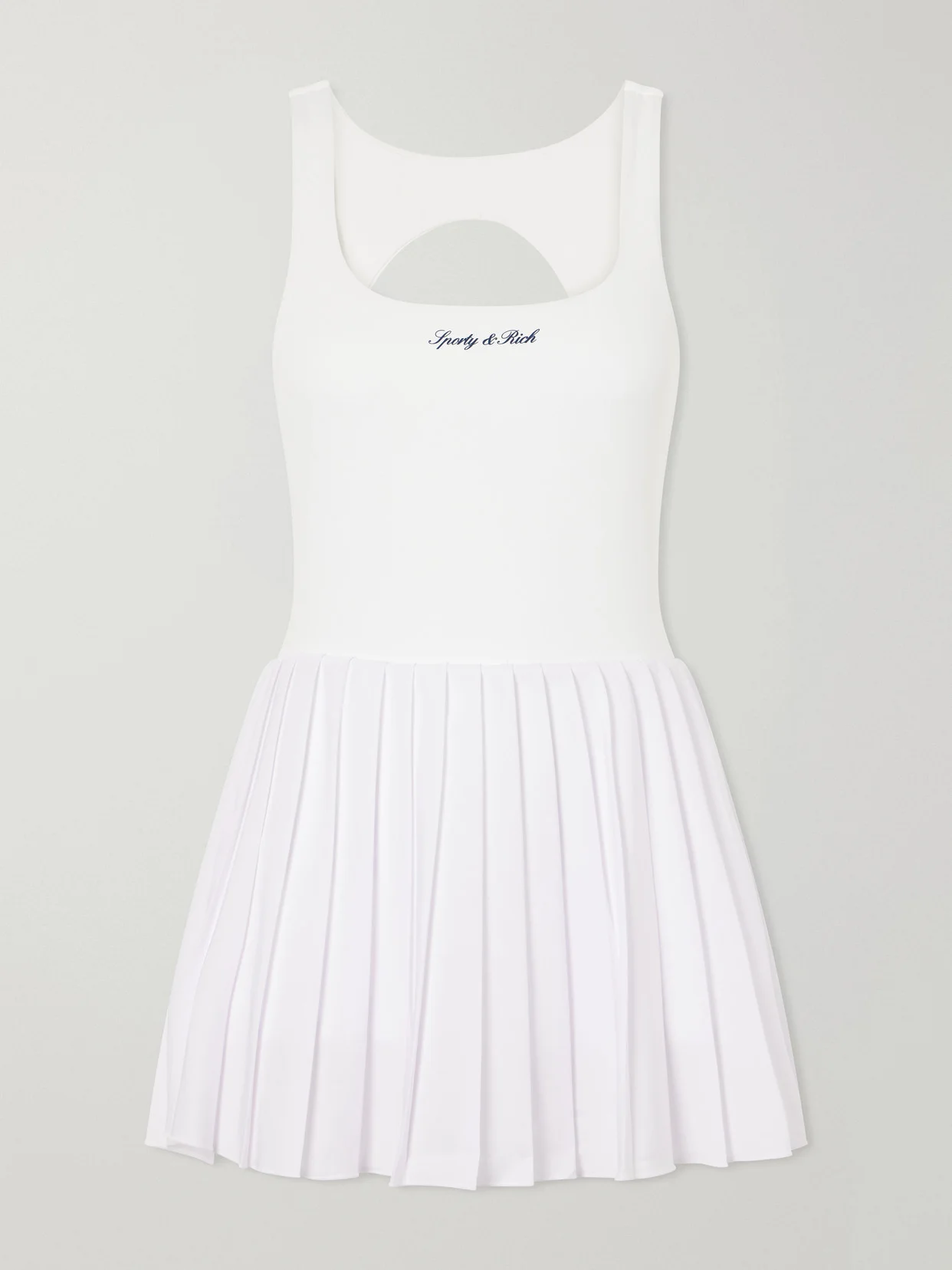 Open-back Pleated Stretch-jersey Tennis Dress - 1