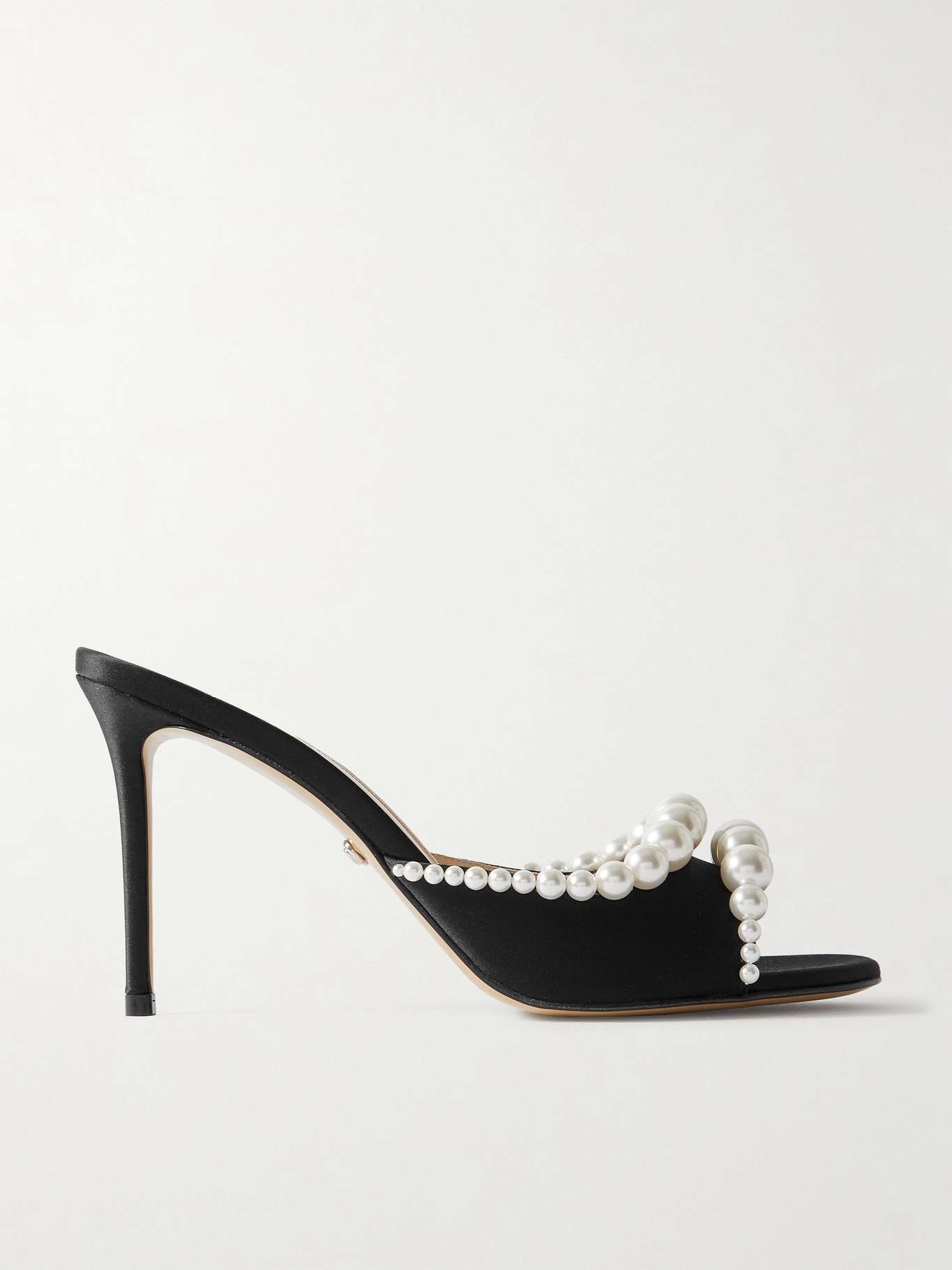 Sirène faux pearl-embellished satin mules - 1